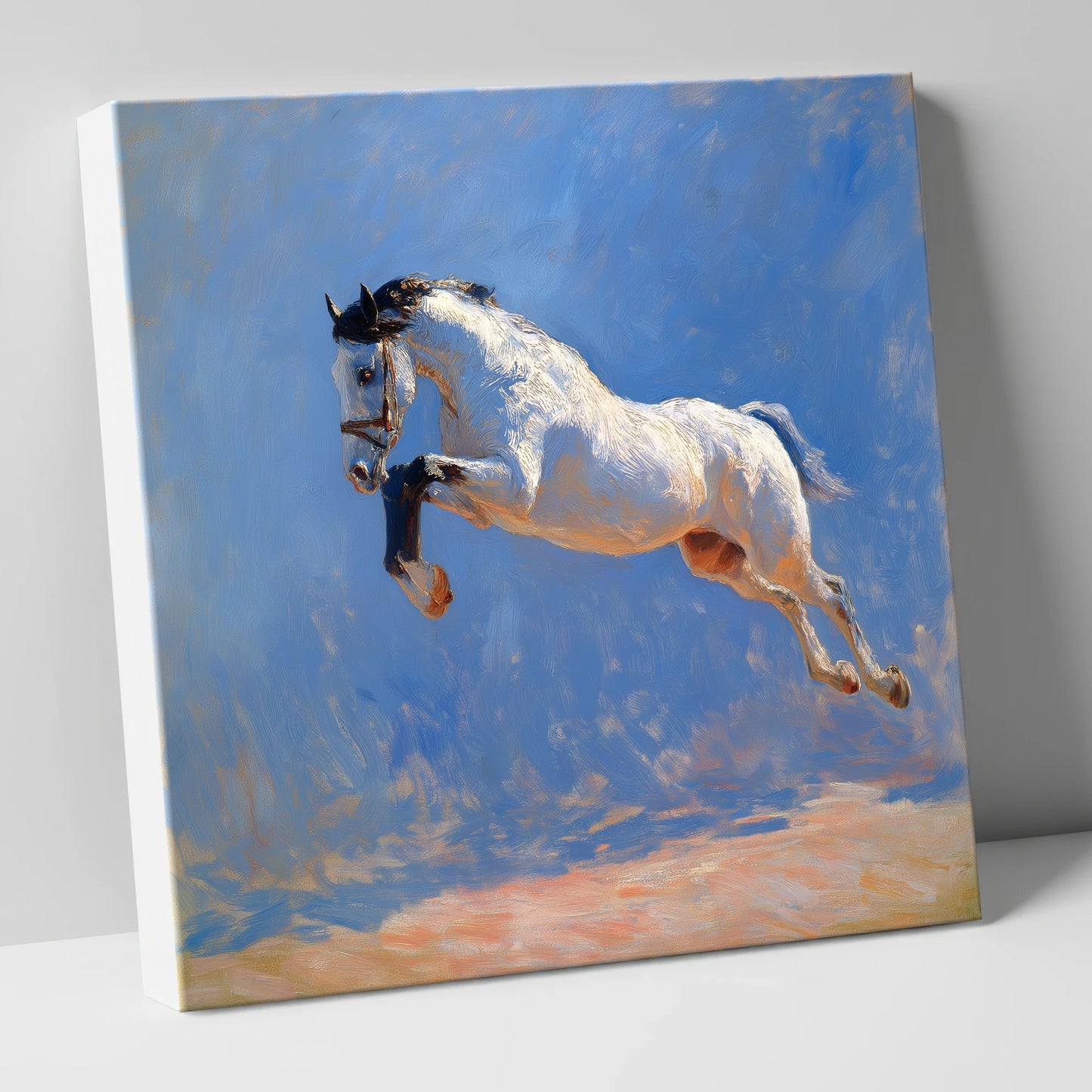 Luminous Leap show jumping horse canvas wall art