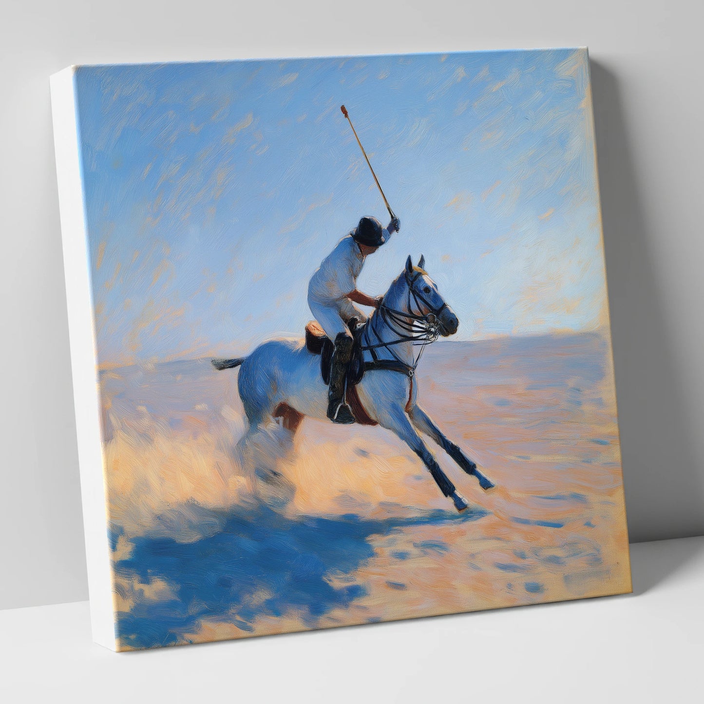 Sunlit Chukka polo horse canvas wall art