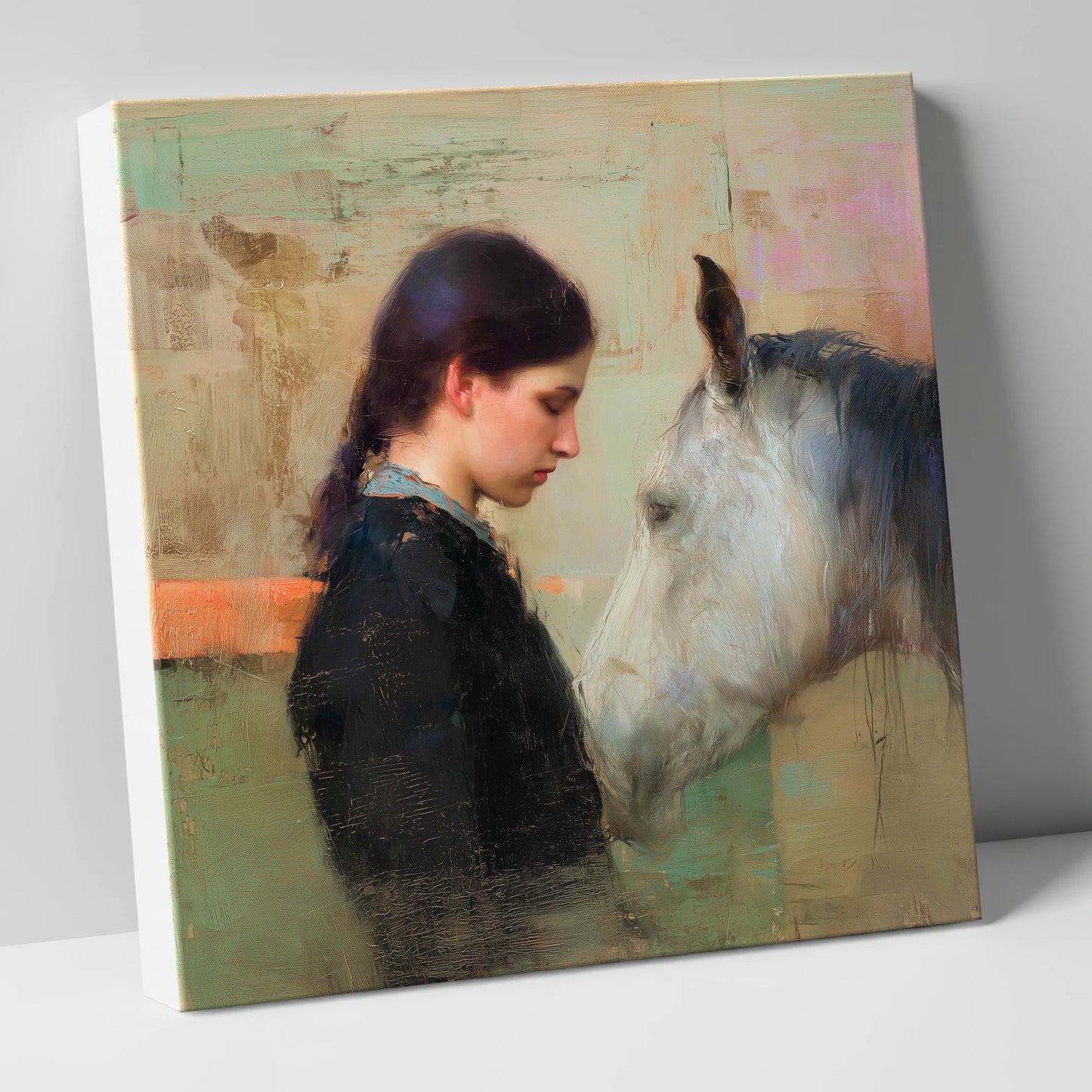 The Silent Bond horse & rider canvas wall art