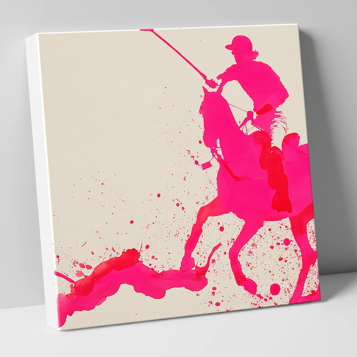 Vibrant Polo Strike polo horse canvas wall art