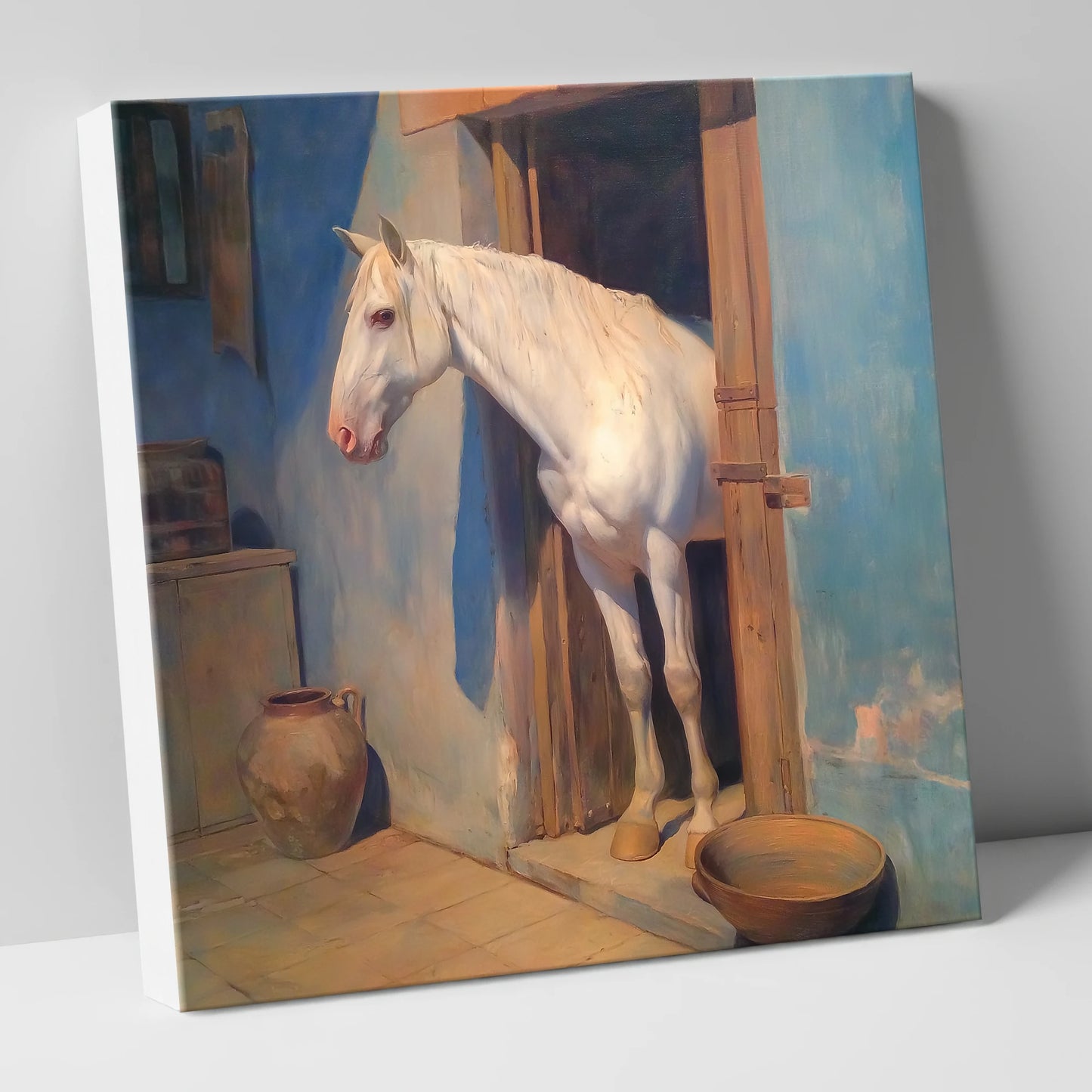 The Blue Stable Door horse stable canvas wall art