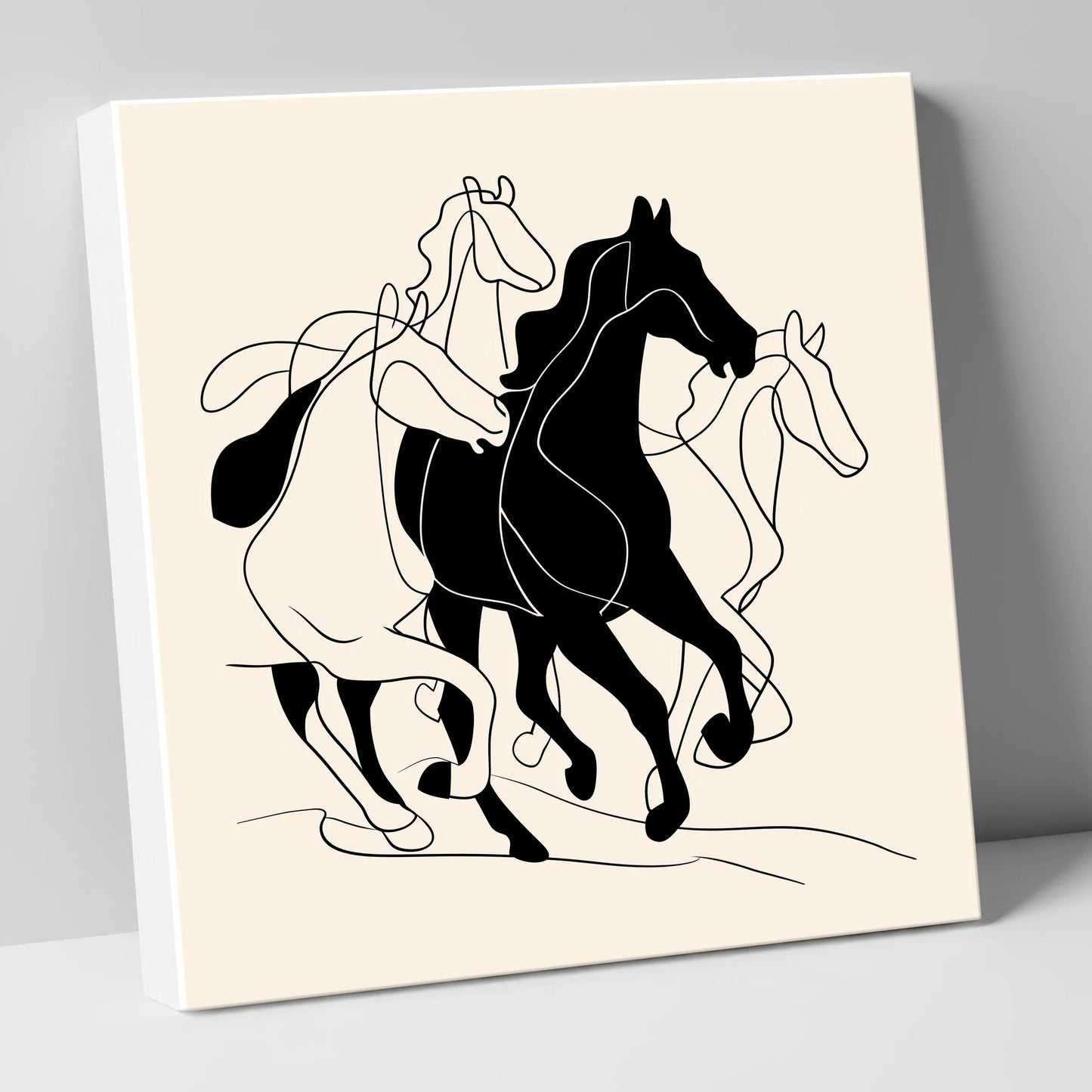Synchronised Strides wild horses canvas wall art