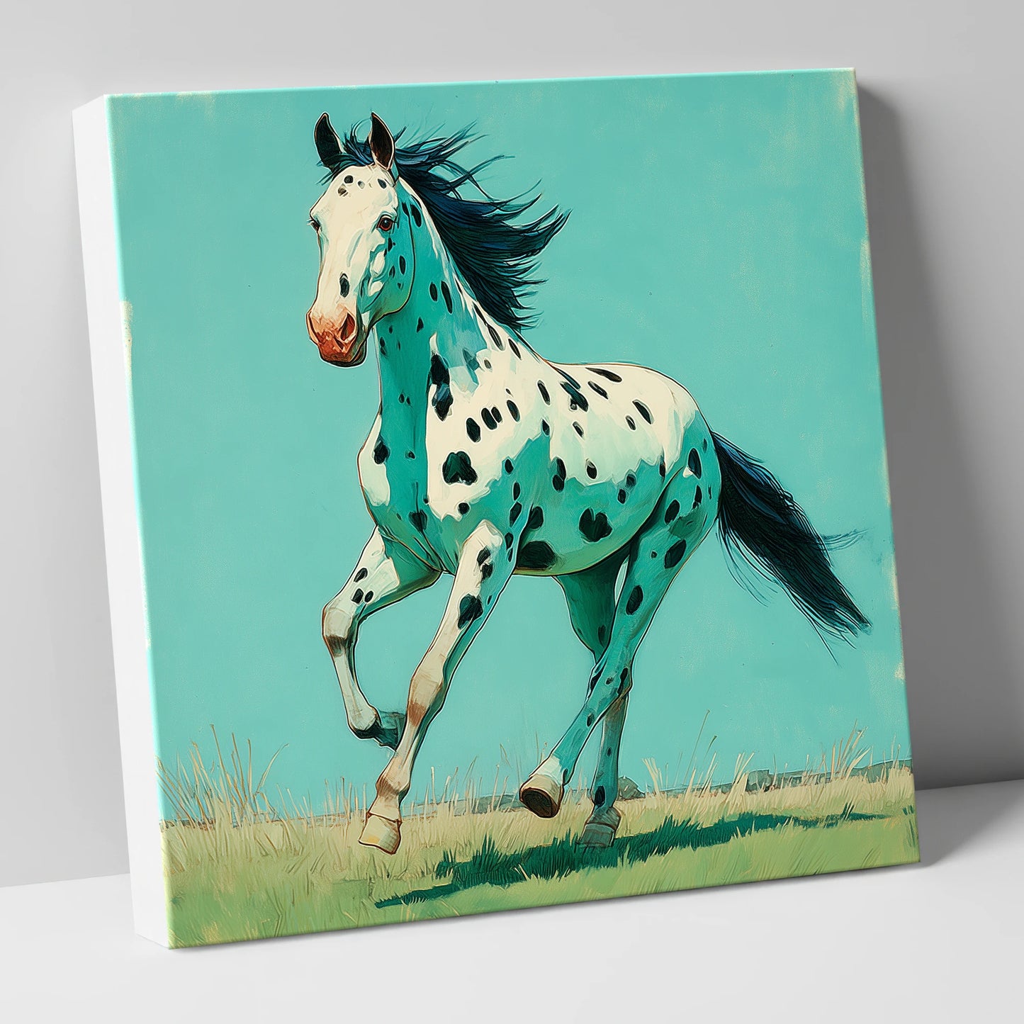 Teal Leopard Appaloosa horse breed canvas wall art