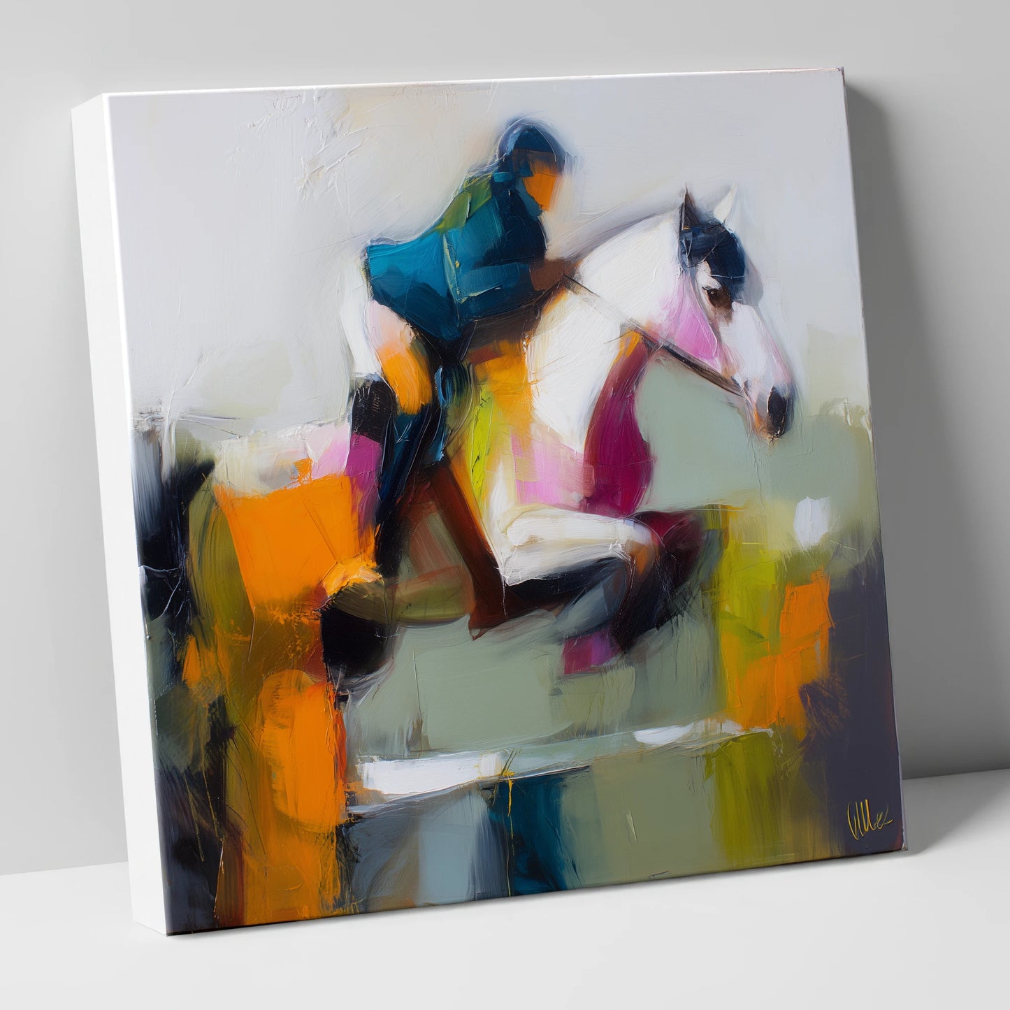 Vivid Flight show jumping horse canvas wall art