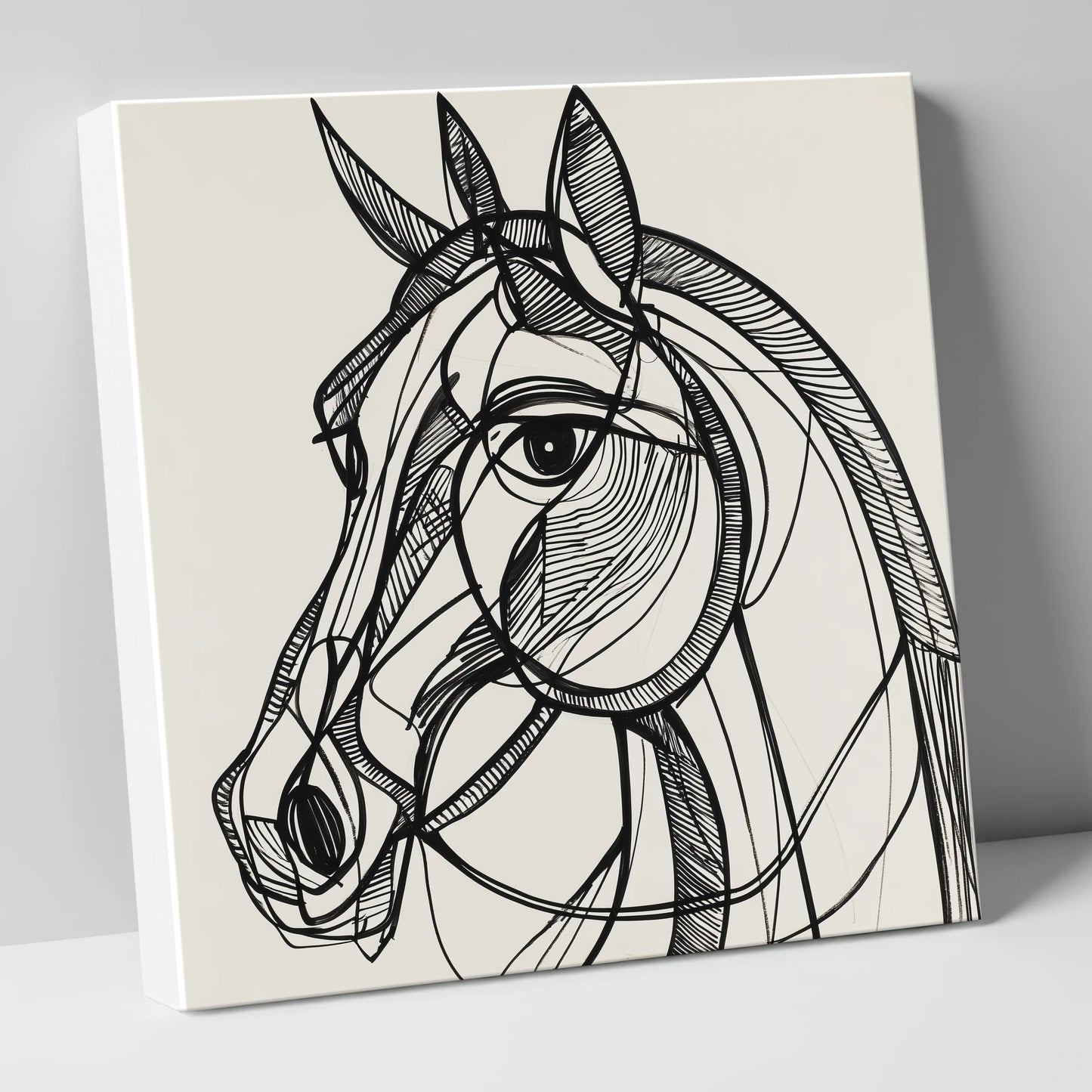 Bold Linear Equine horse portrait canvas wall art