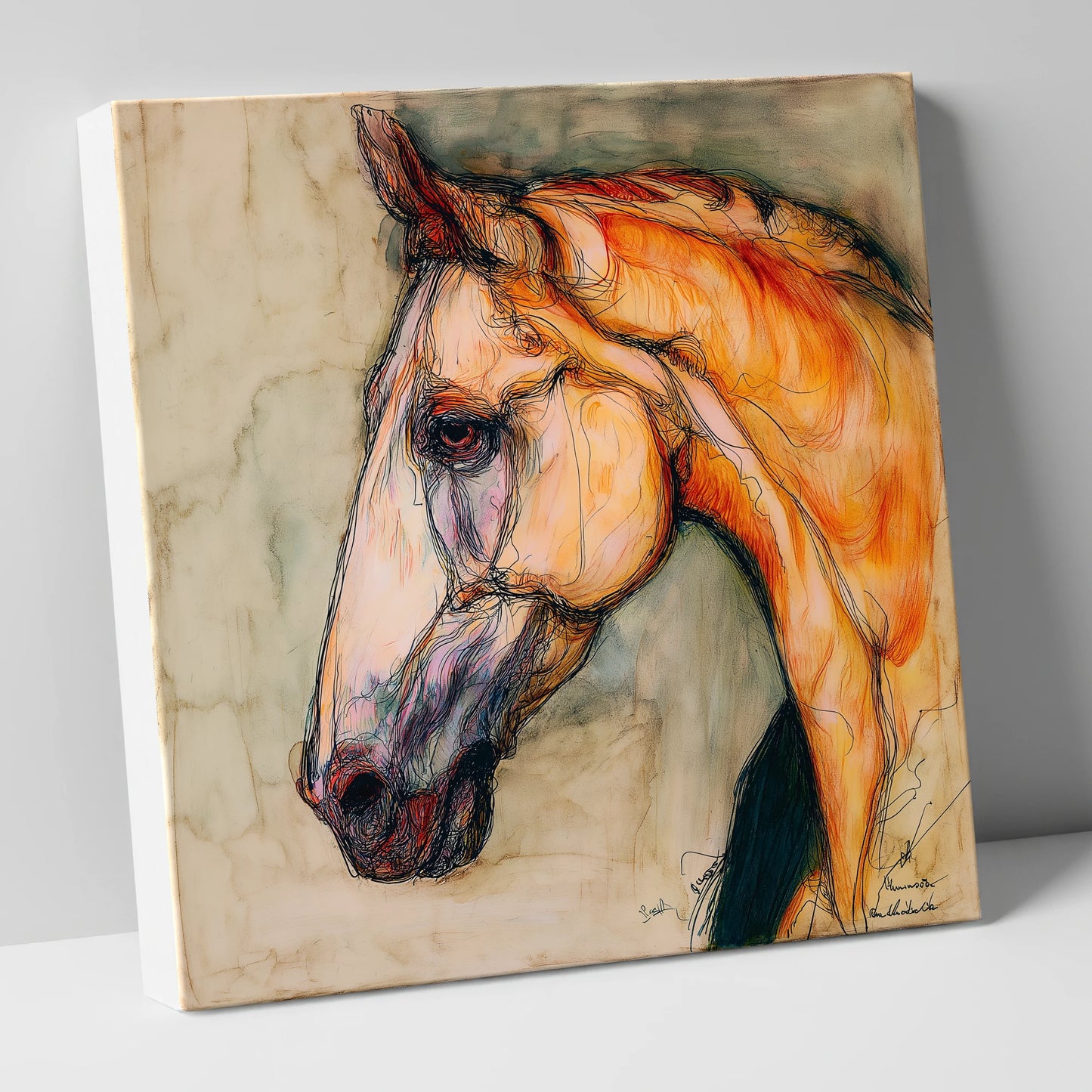 Sienna Wash Equine Study horse portrait canvas wall art