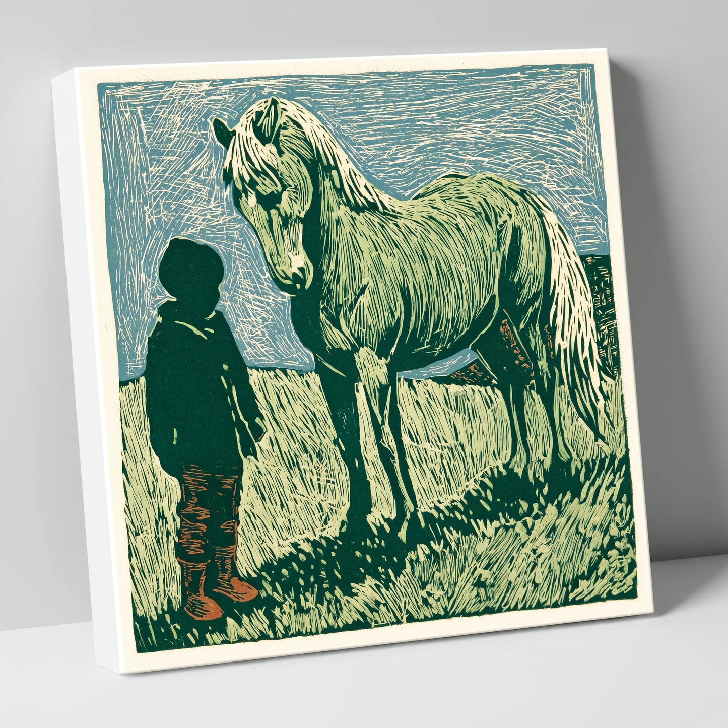 The Silent Bond horse & rider canvas wall art
