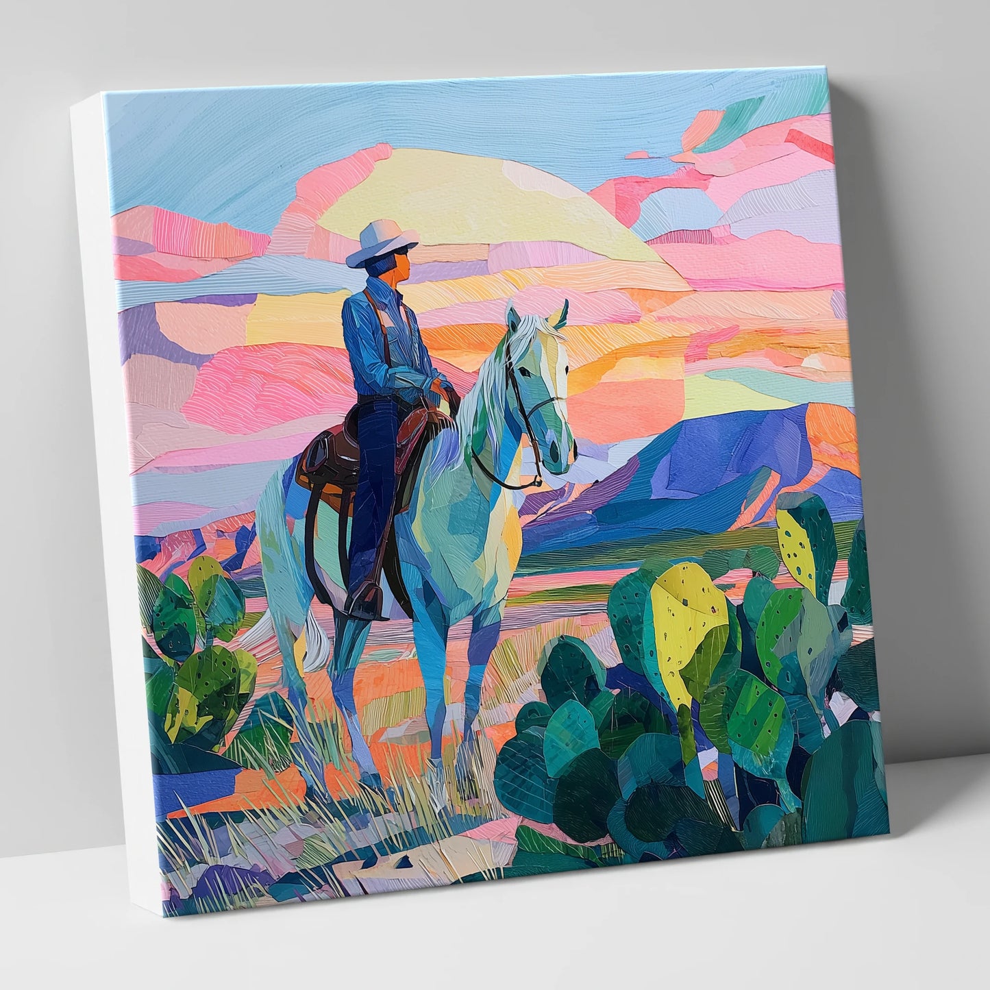 Painted Desert Rider western horse canvas wall art
