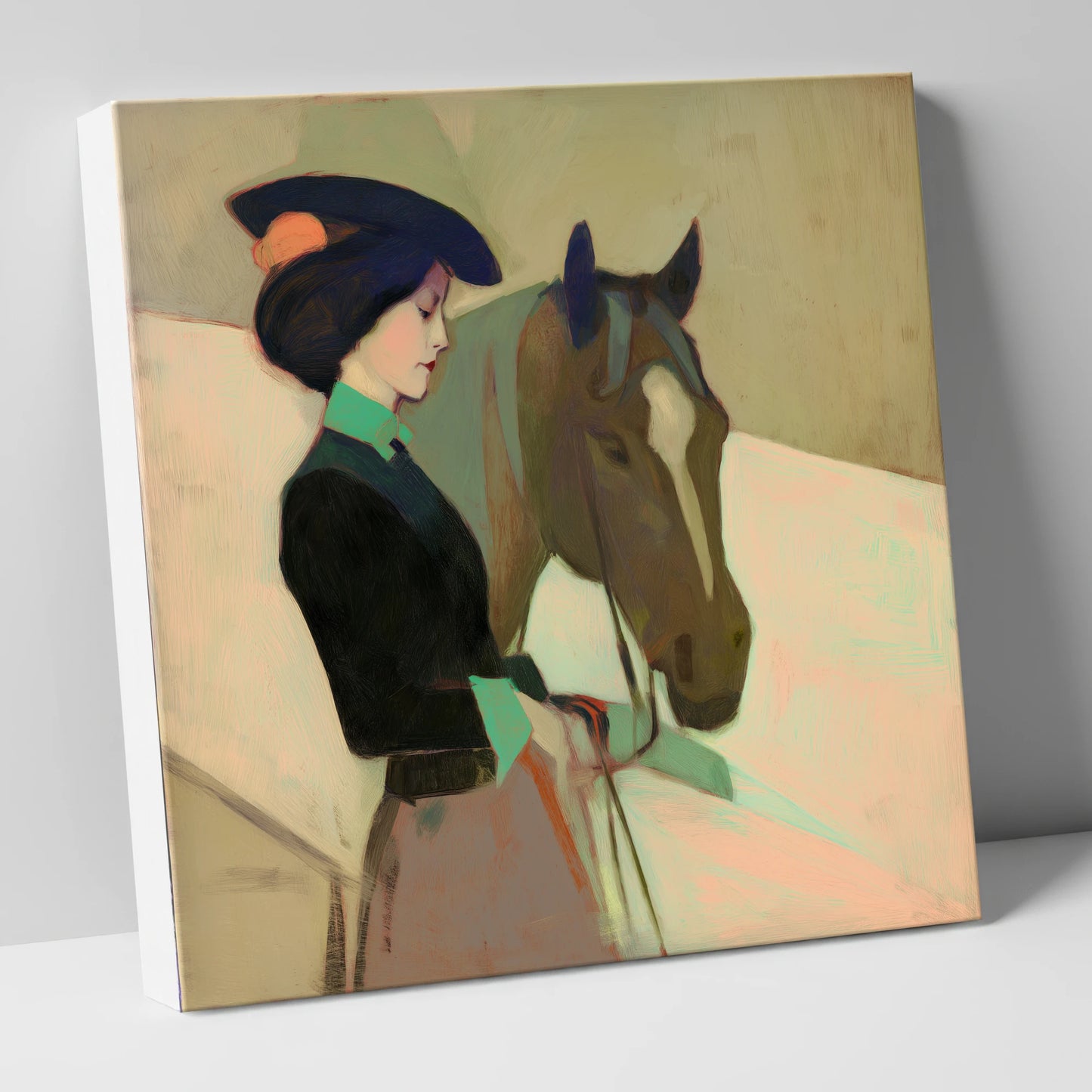 The Elegant Equestrienne horse & rider canvas wall art