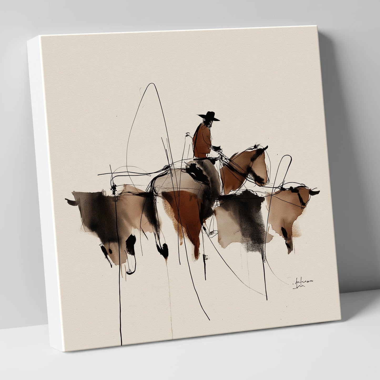 The Cattle Drive western horse canvas wall art