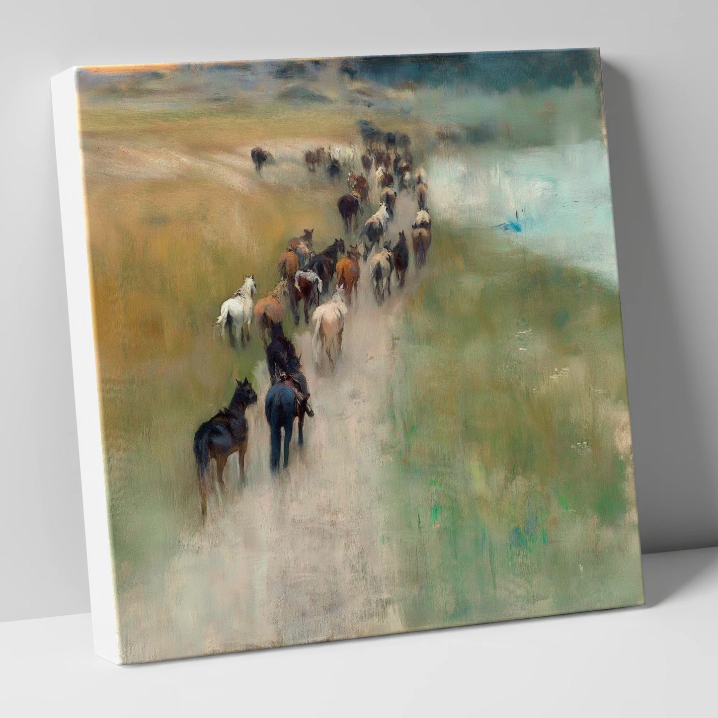 The Dusty Trail wild horses canvas wall art
