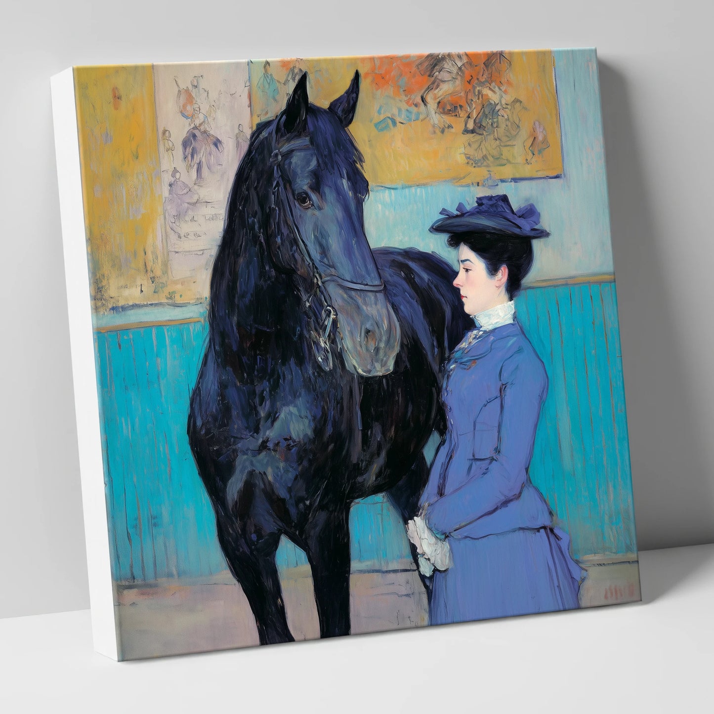 Elegant Acquaintance horse & rider canvas wall art