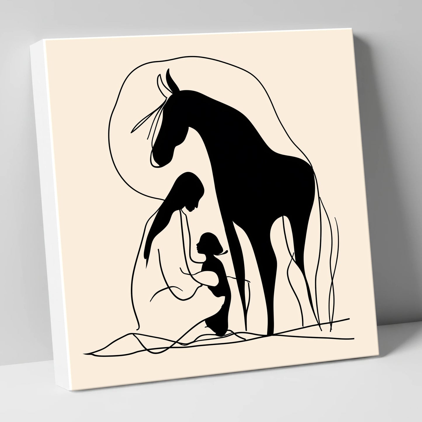 The Gentle Guardian horse & rider canvas wall art
