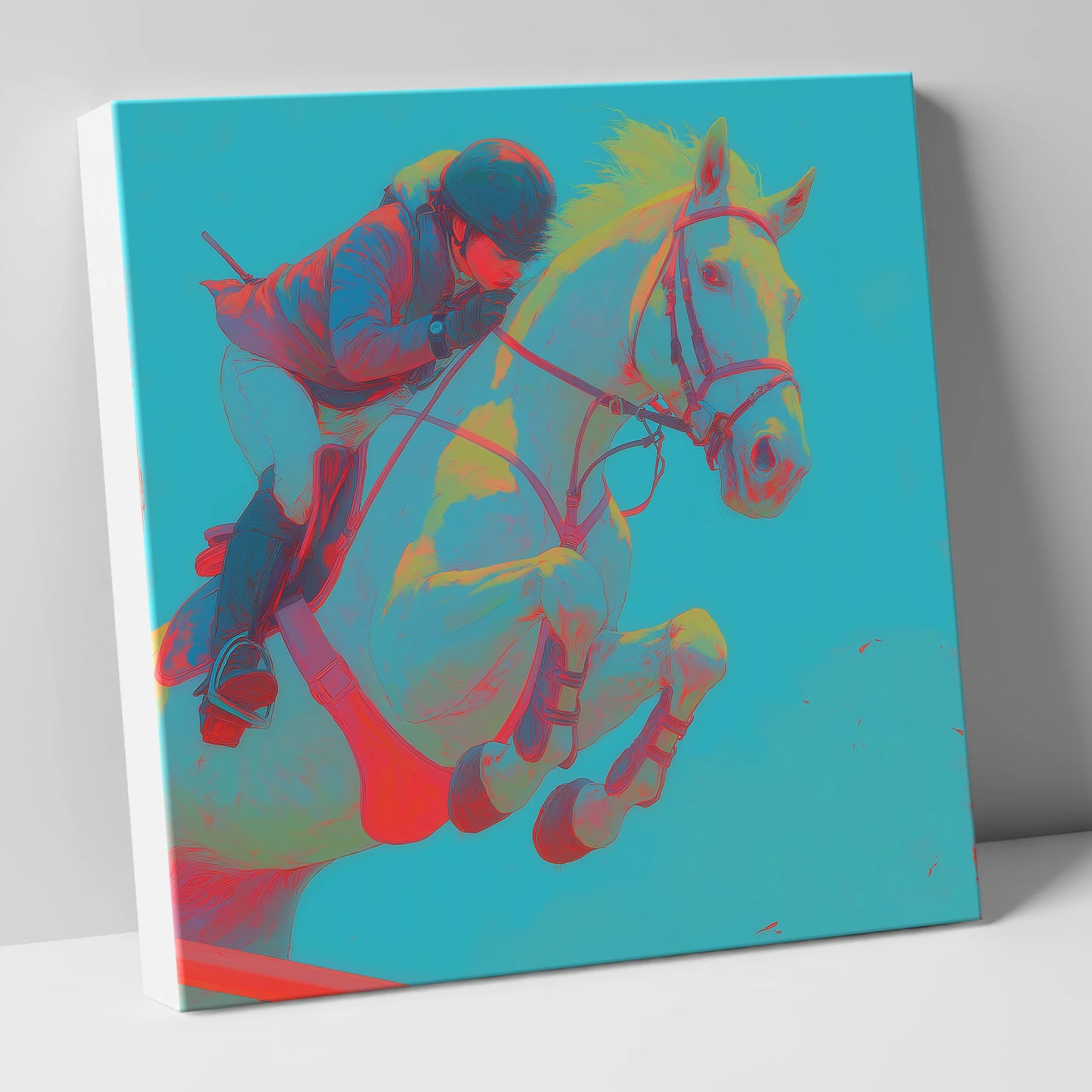 Vivid Airtime show jumping horse canvas wall art
