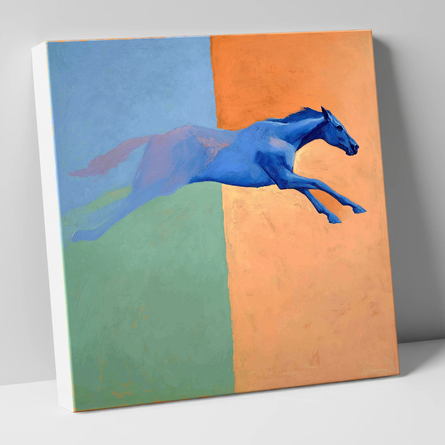 Cobalt Stretch racing horse canvas wall art