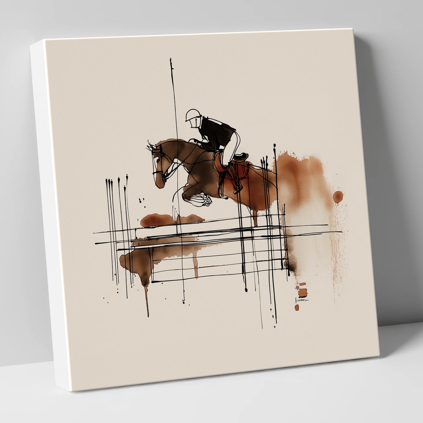 Fluidity in Flight show jumping horse canvas wall art
