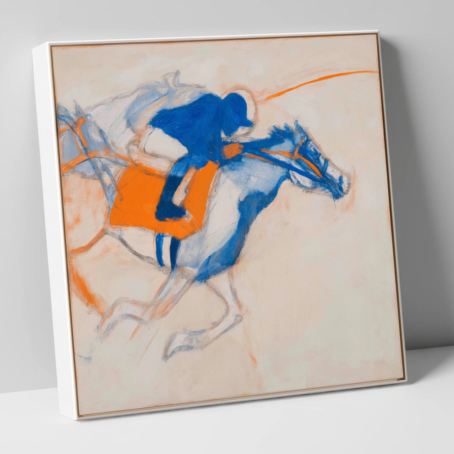 Gallop in Blue racing horse canvas wall art