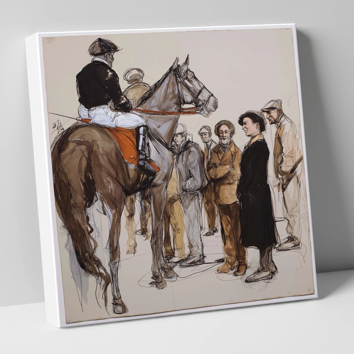 The Paddock Assembly racing horse canvas wall art