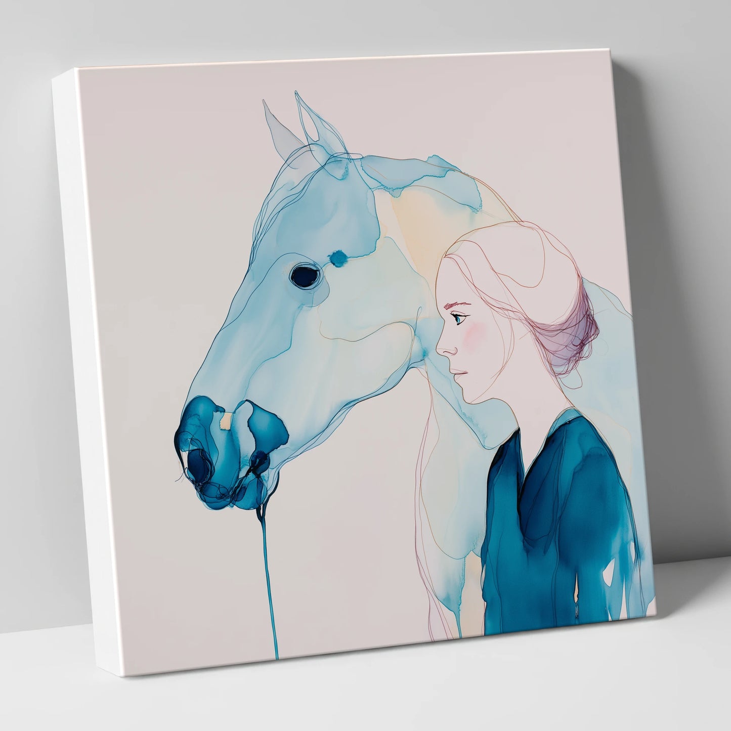 Cerulean Soulmates horse & rider canvas wall art