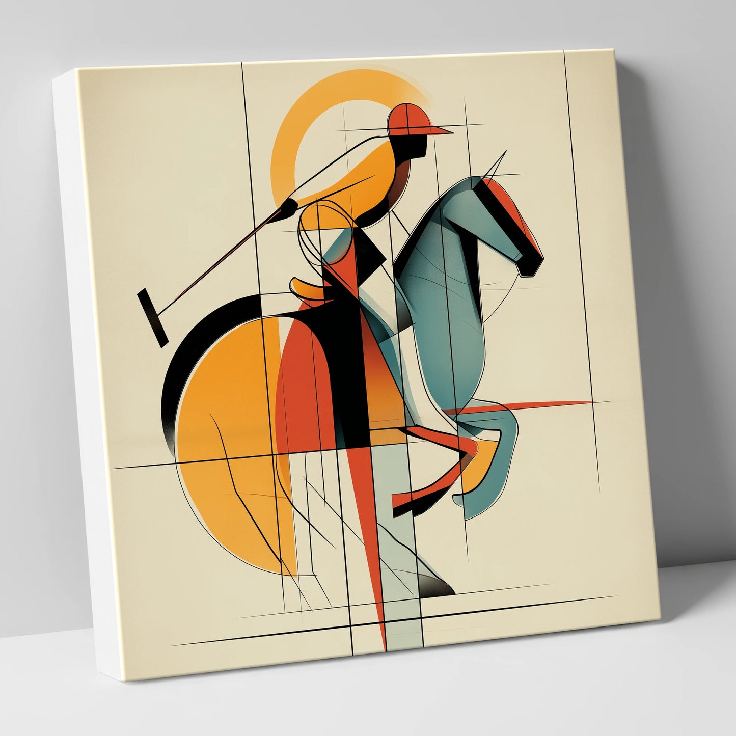 Structured Polo Strike polo horse canvas wall art