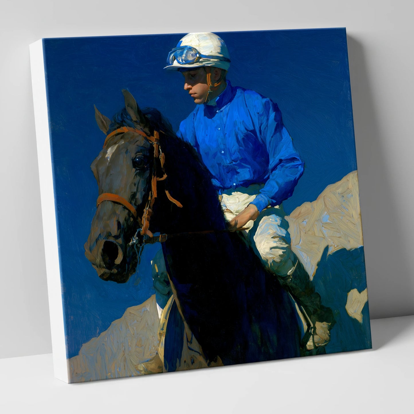 Focus Under Cobalt Skies racing horse canvas wall art