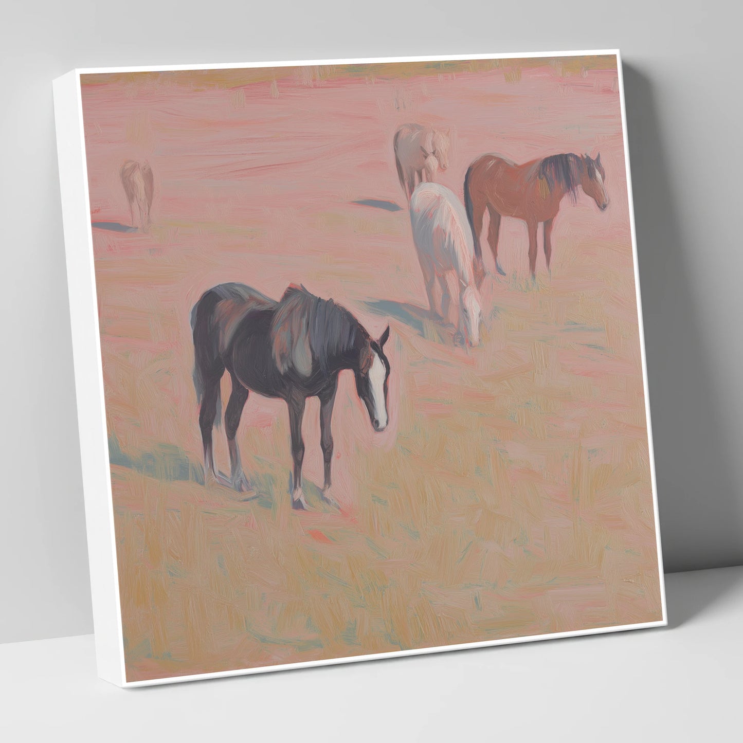 Dusky Rosa Pastures wild horses canvas wall art