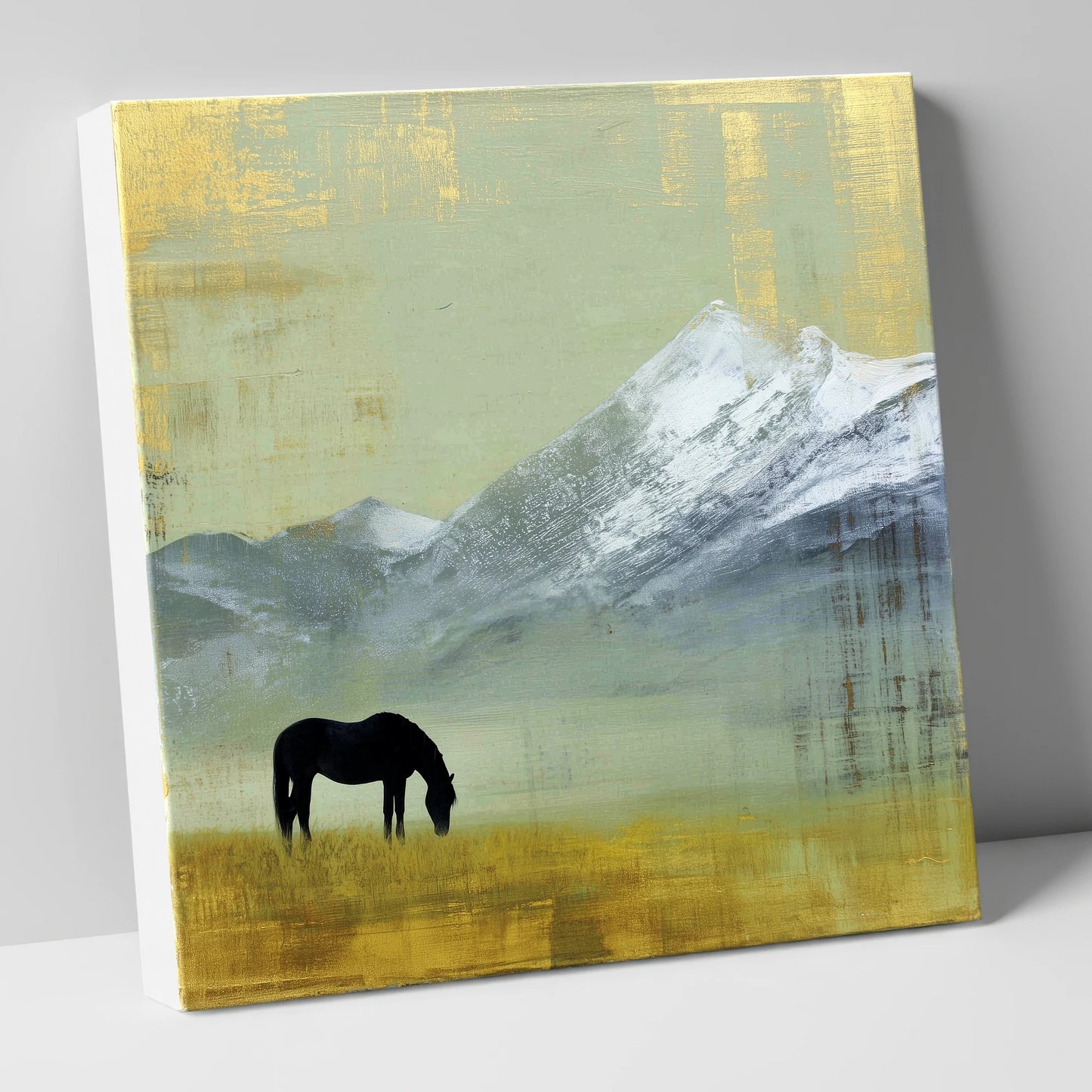 Gilded Mountain Solitude horse landscape canvas wall art