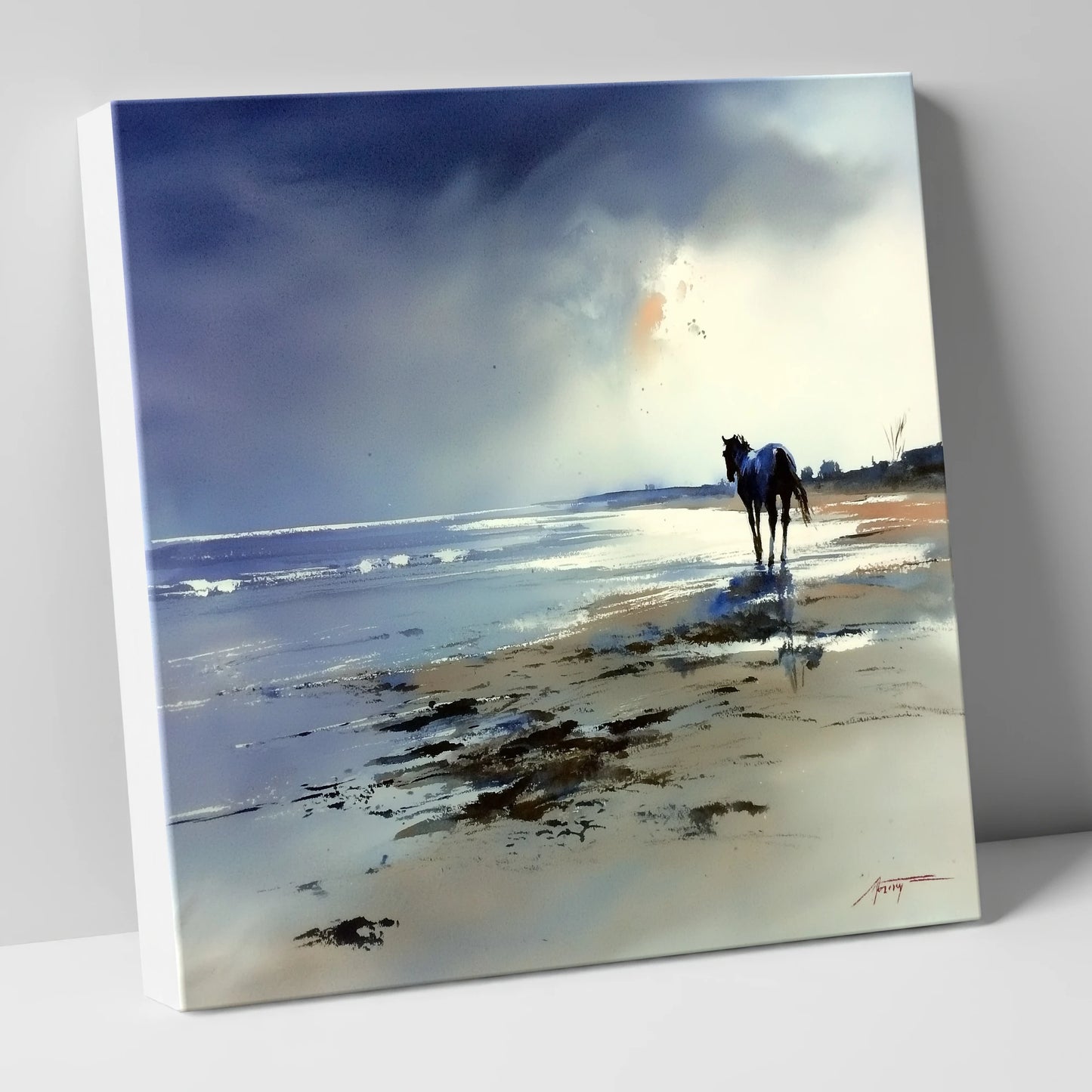 The Solitary Shoreline horse landscape canvas wall art