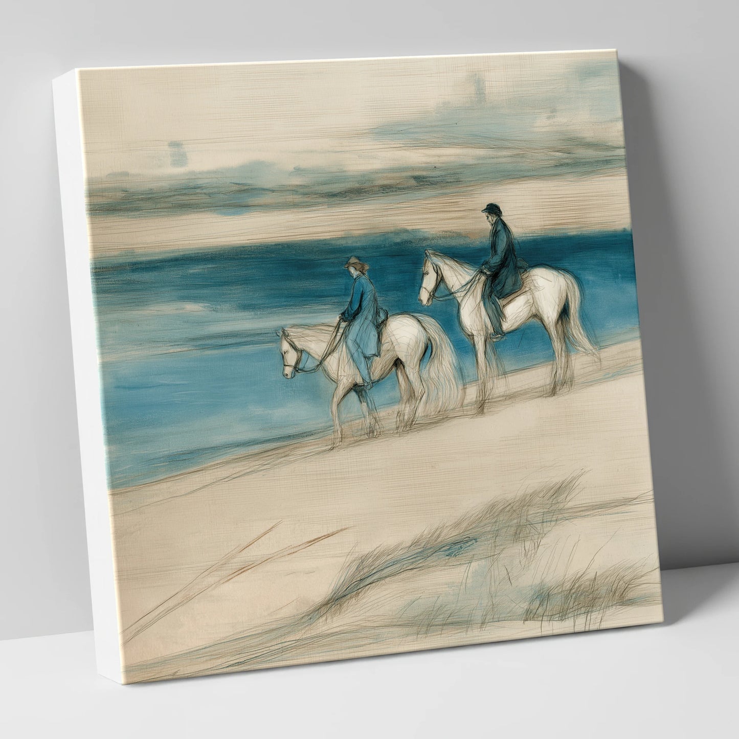 Tide Line Companions beach horse canvas wall art