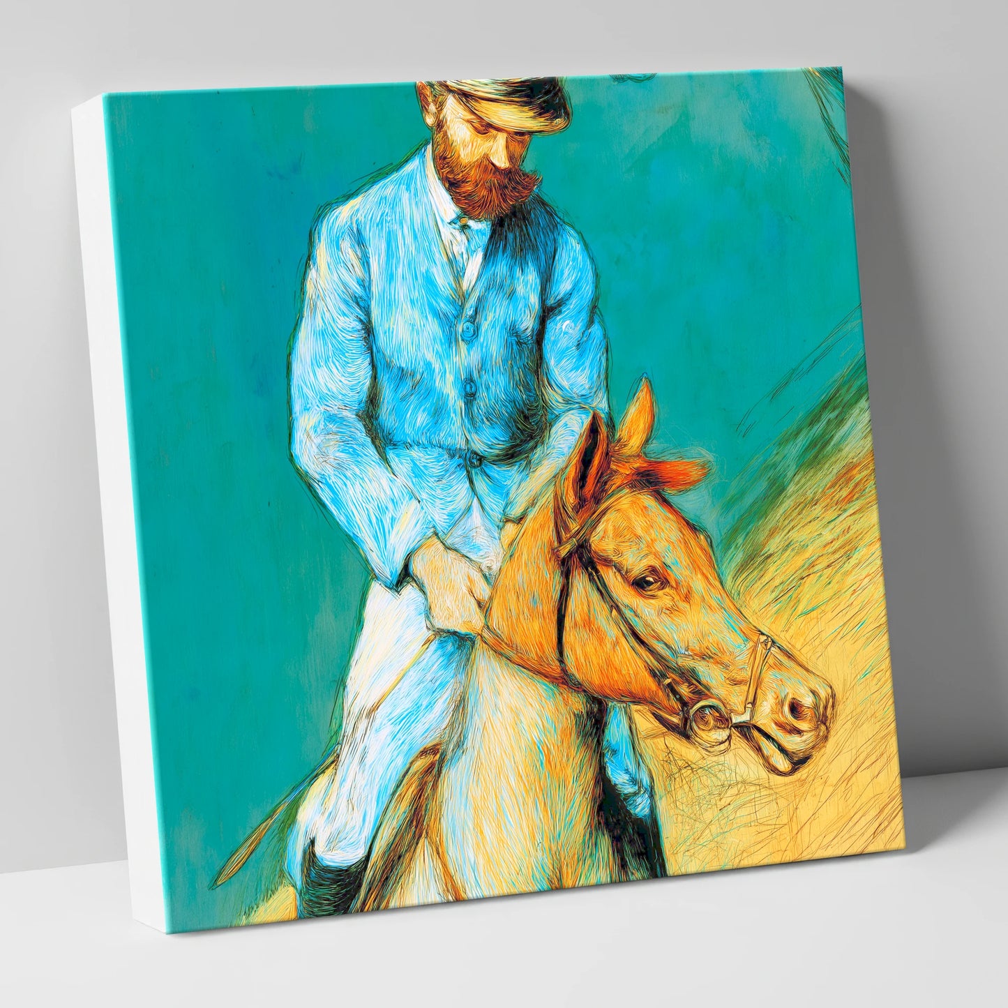 The Cerulean Rider racing horse canvas wall art