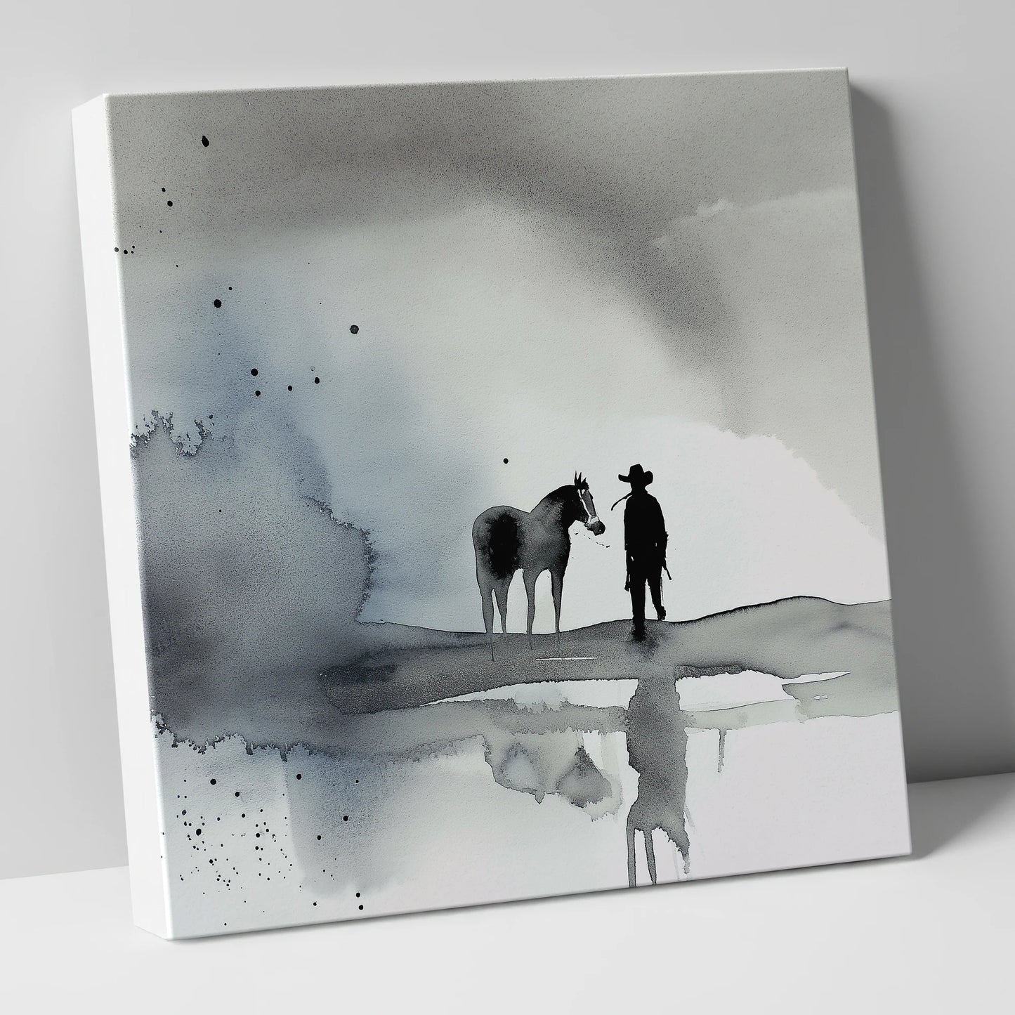 Silent Western Horizon western horse canvas wall art