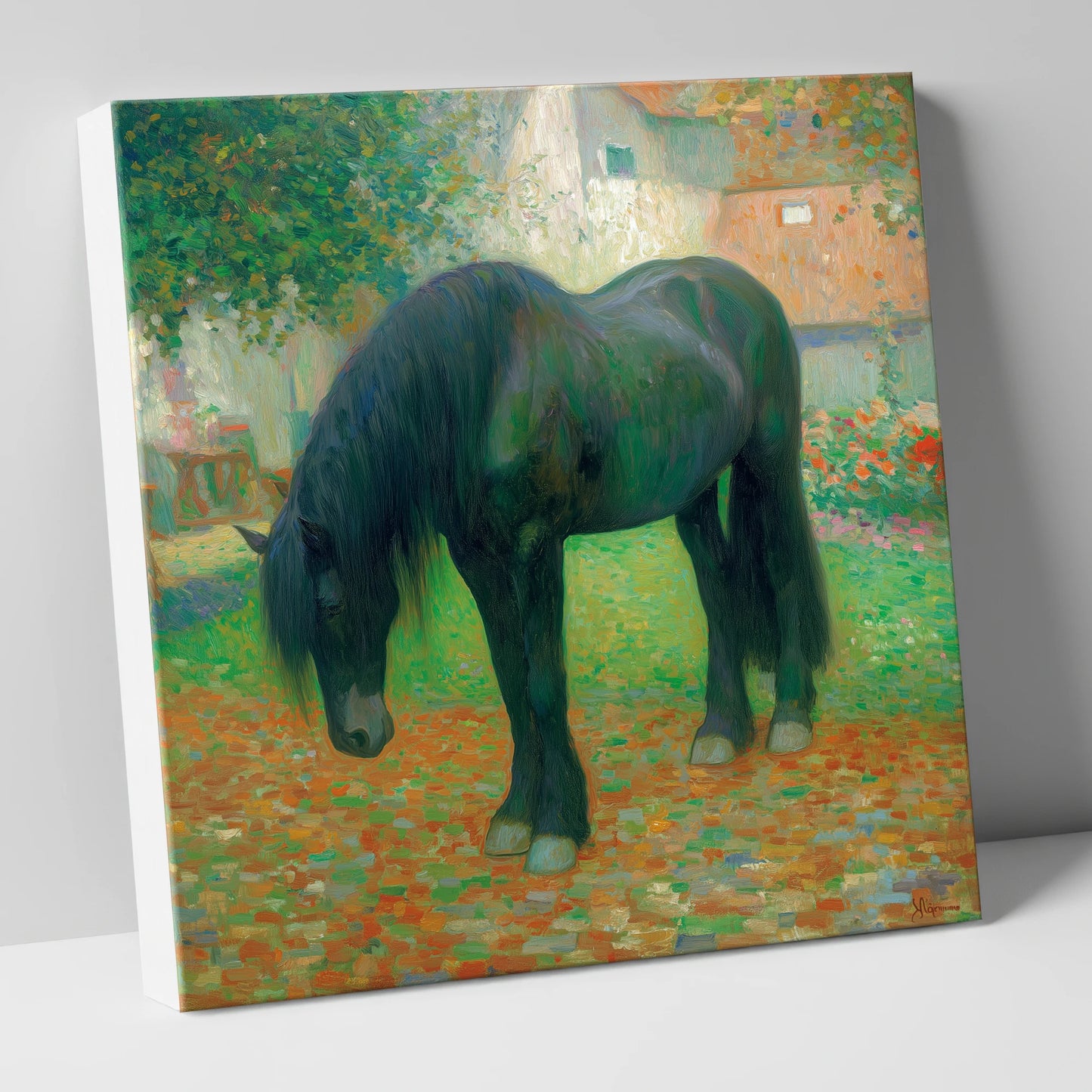 The Sunlit Draught horse breed canvas wall art