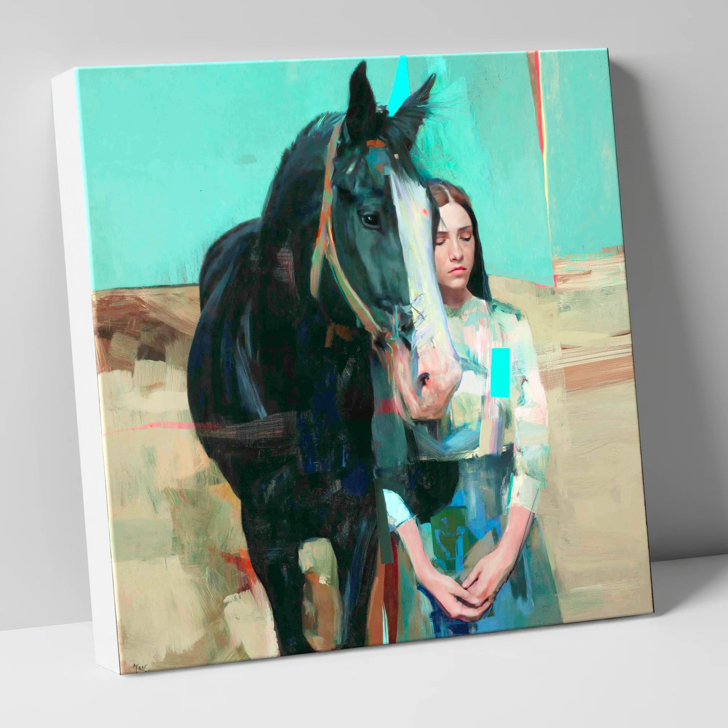 The Quiet Bond horse & rider canvas wall art