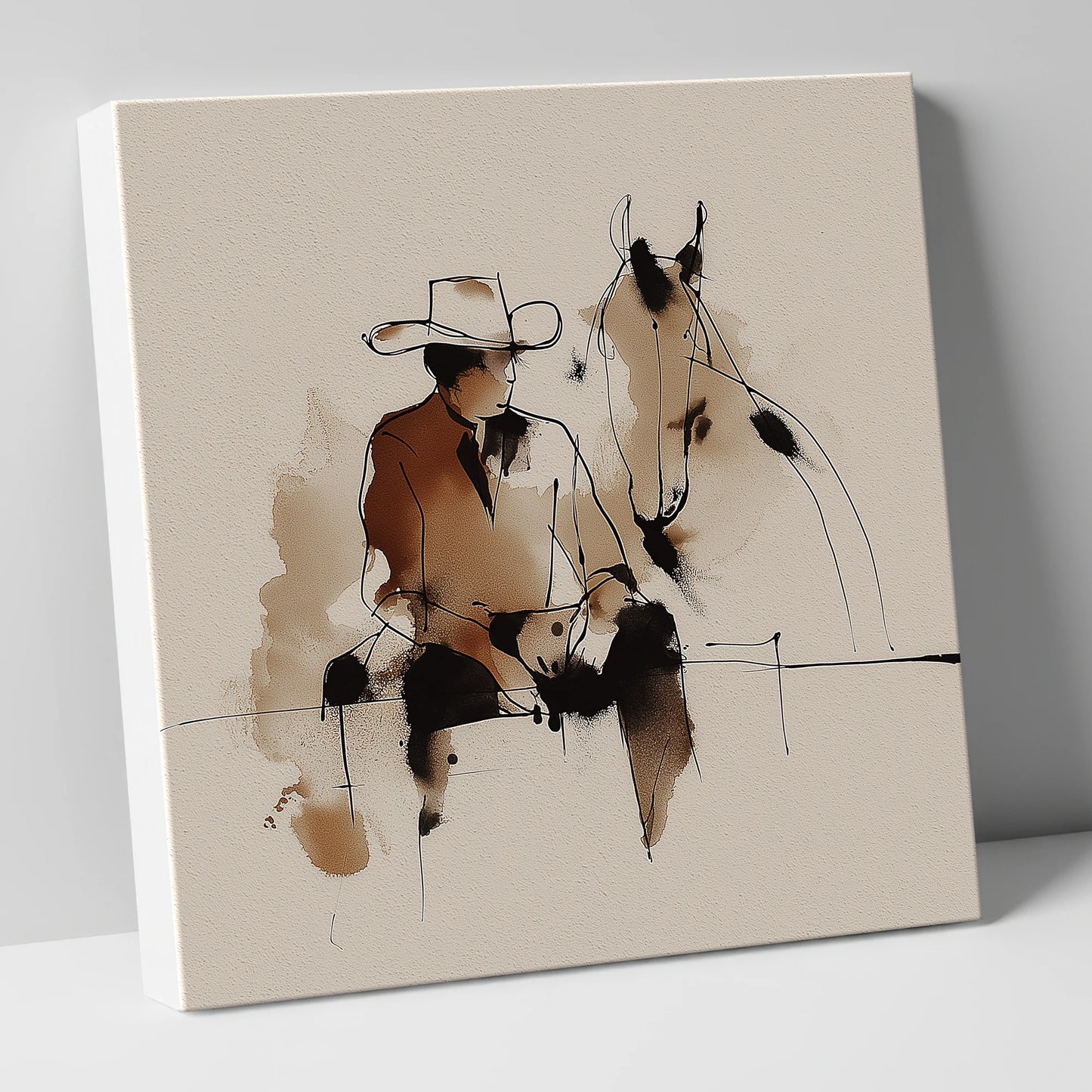 The Cowboy's Rest western horse canvas wall art