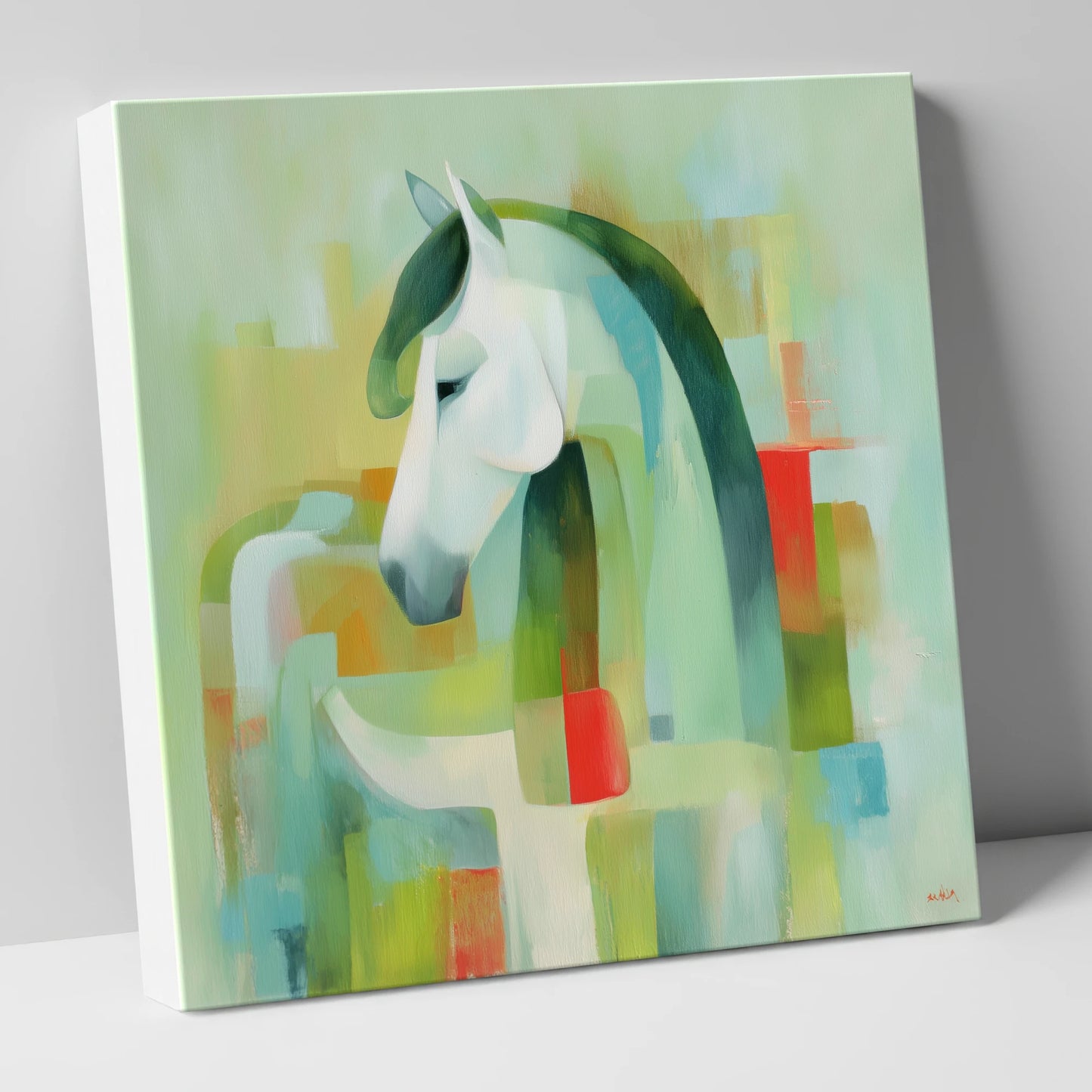 Modernist Mint Profile horse breed canvas wall art