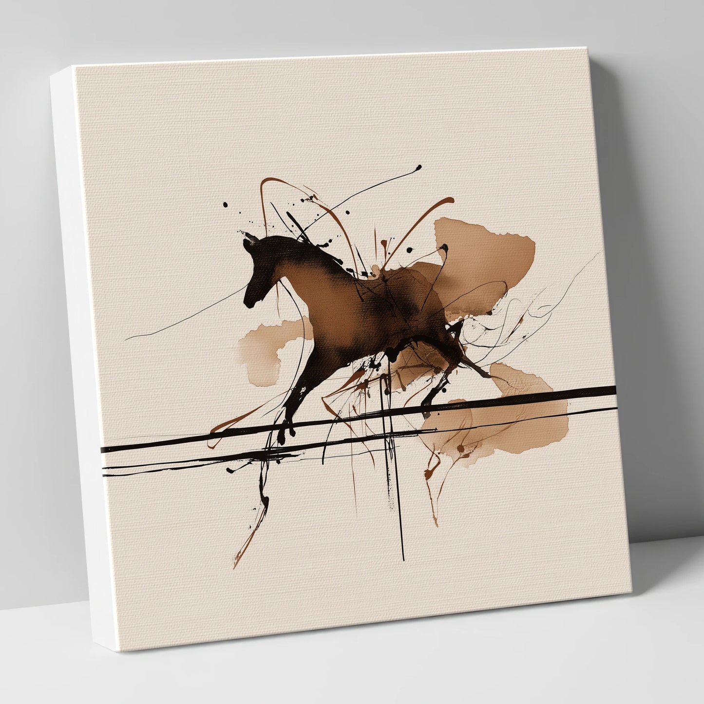 Dynamic Ink Canter horse portrait canvas wall art