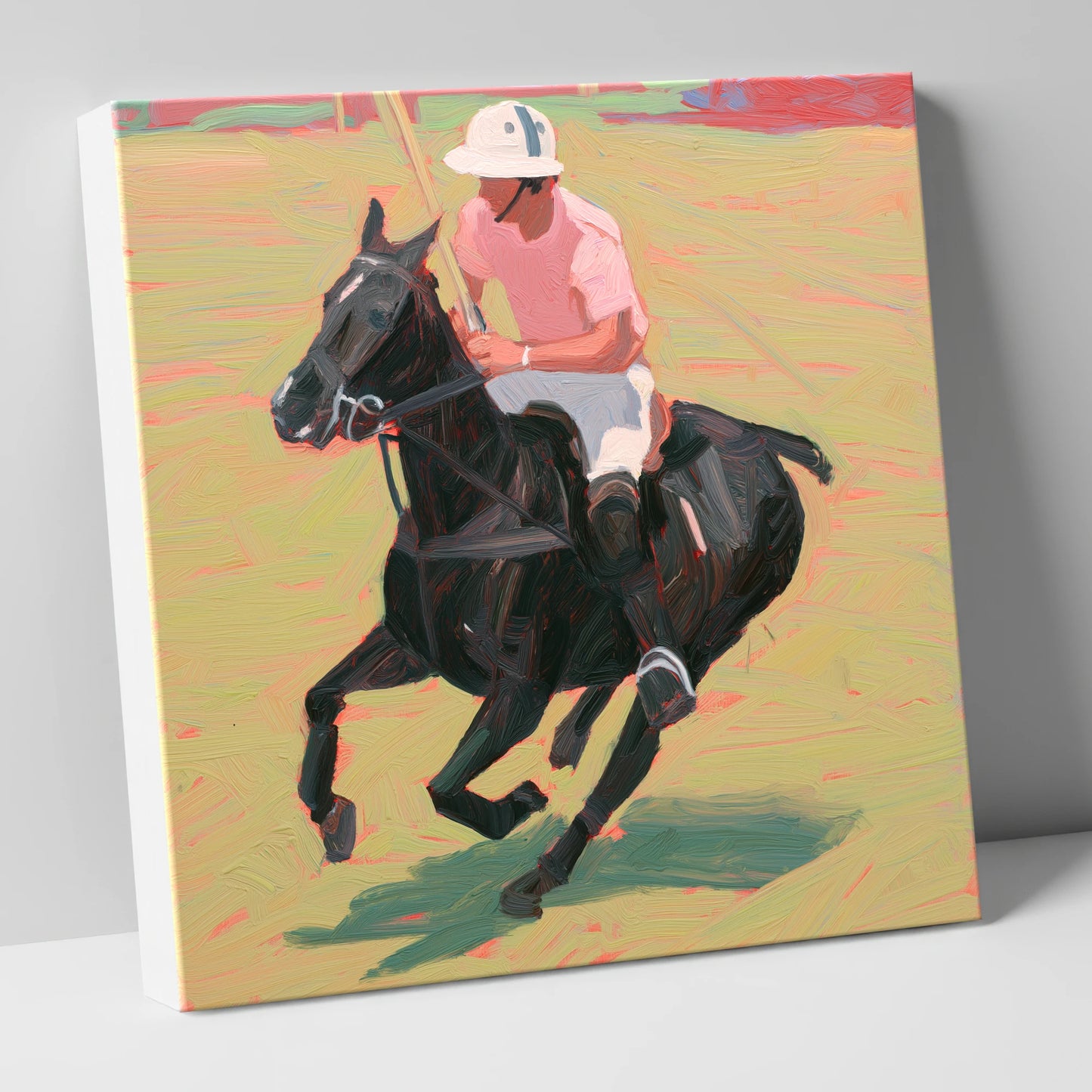 The Pink Chukka polo horse canvas wall art