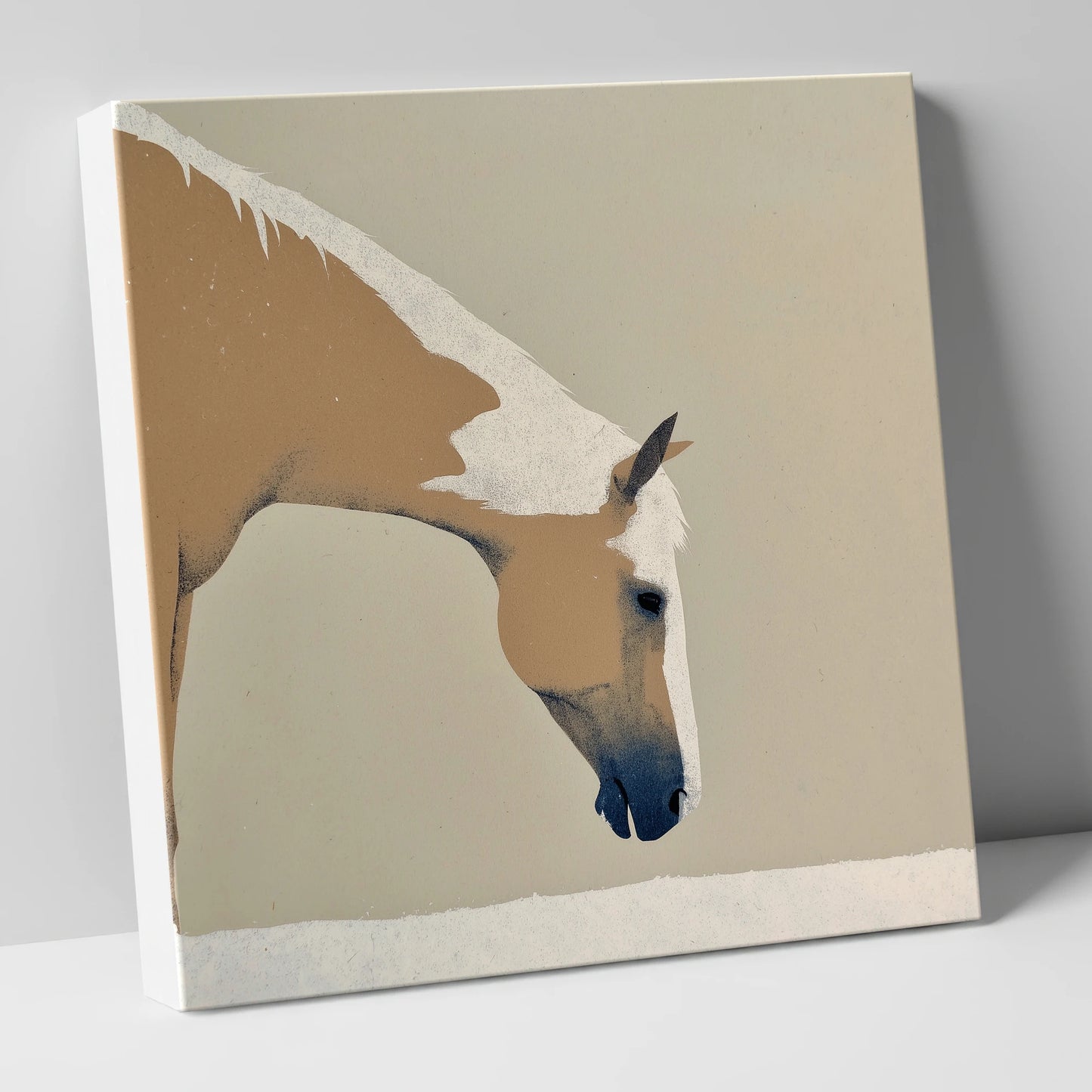 Serenity in Tan and Cream horse portrait canvas wall art