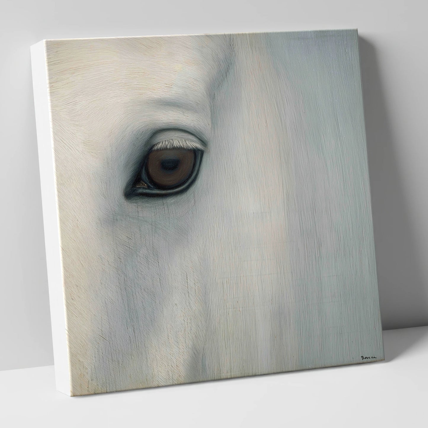 Quiet Gaze of the Grey horse portrait canvas wall art
