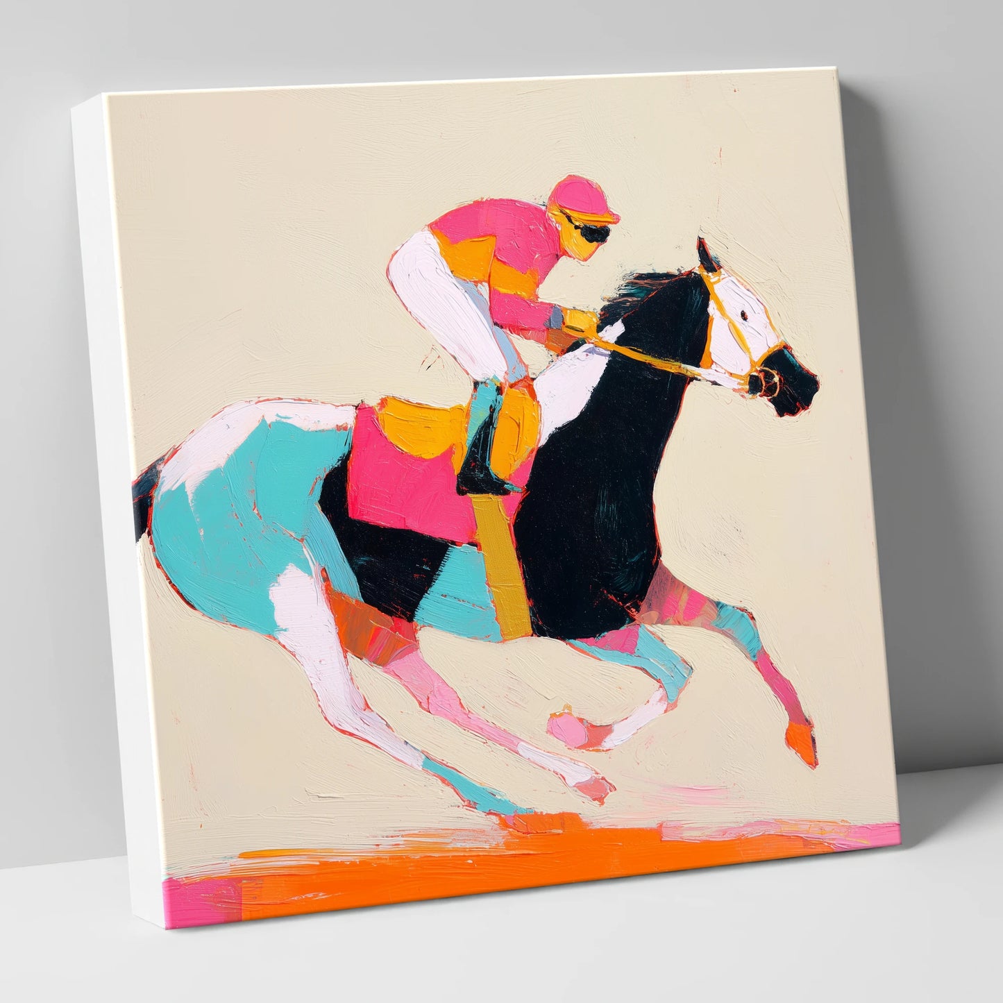 Technicolour Gallop racing horse canvas wall art