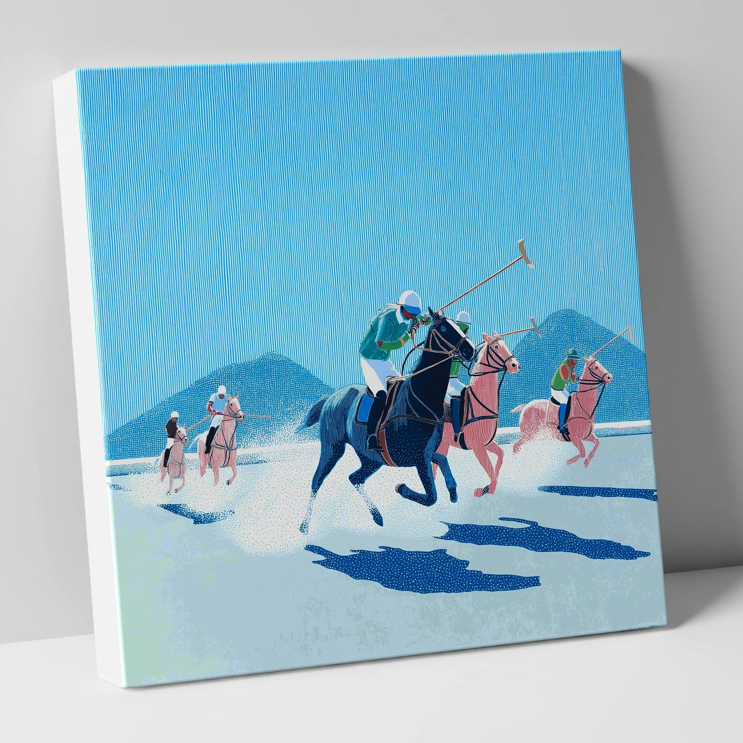 Azure Polo Pursuit polo horse canvas wall art