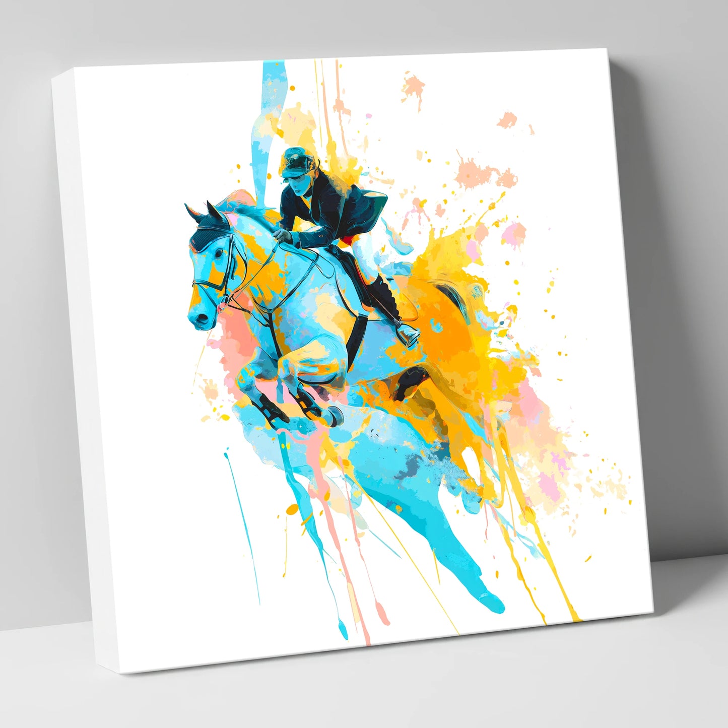 Airborne In Colour show jumping horse canvas wall art
