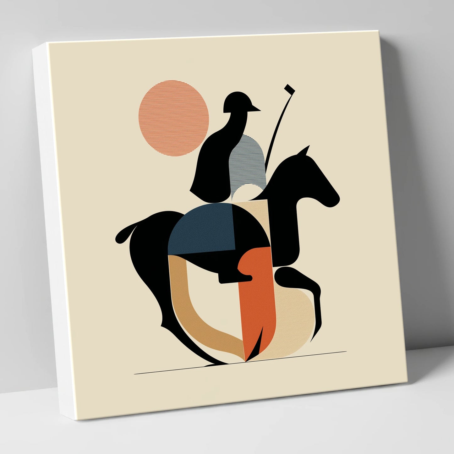 Mid-Century Polo Match polo horse canvas wall art