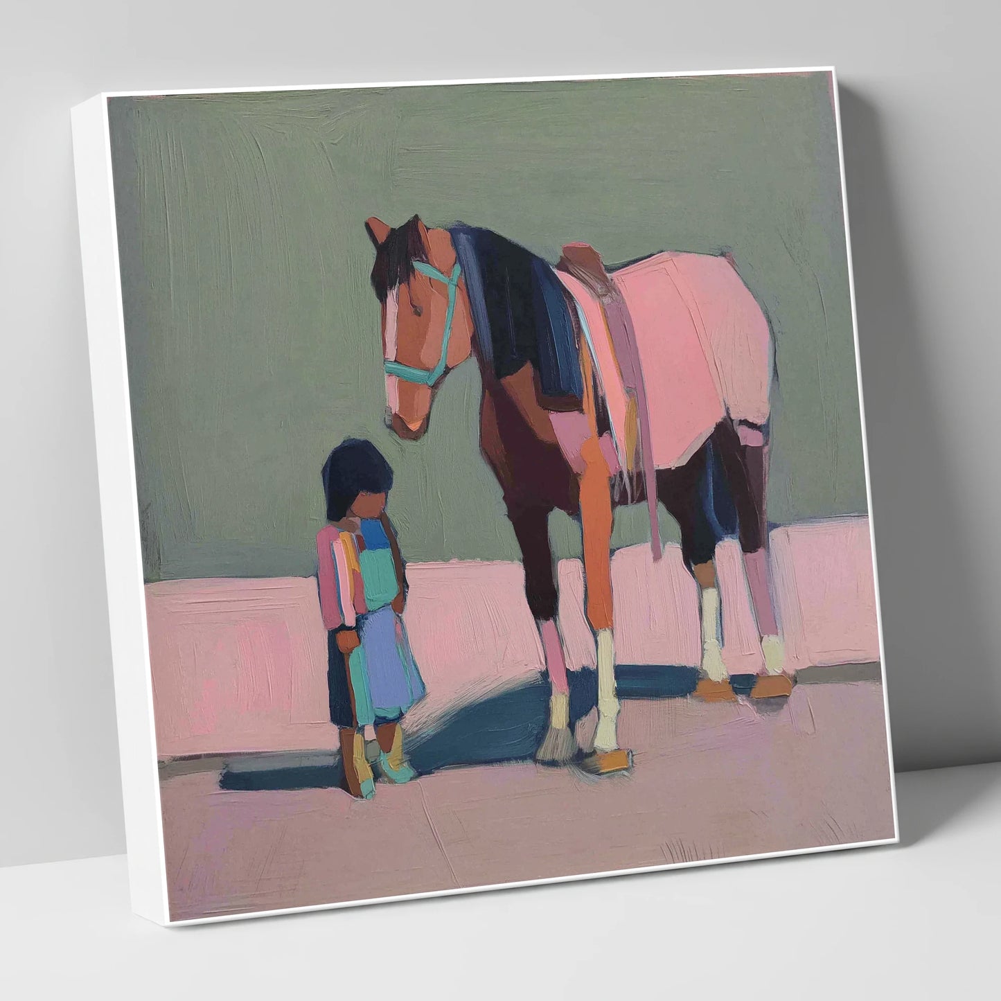 Quiet Connection horse & rider canvas wall art