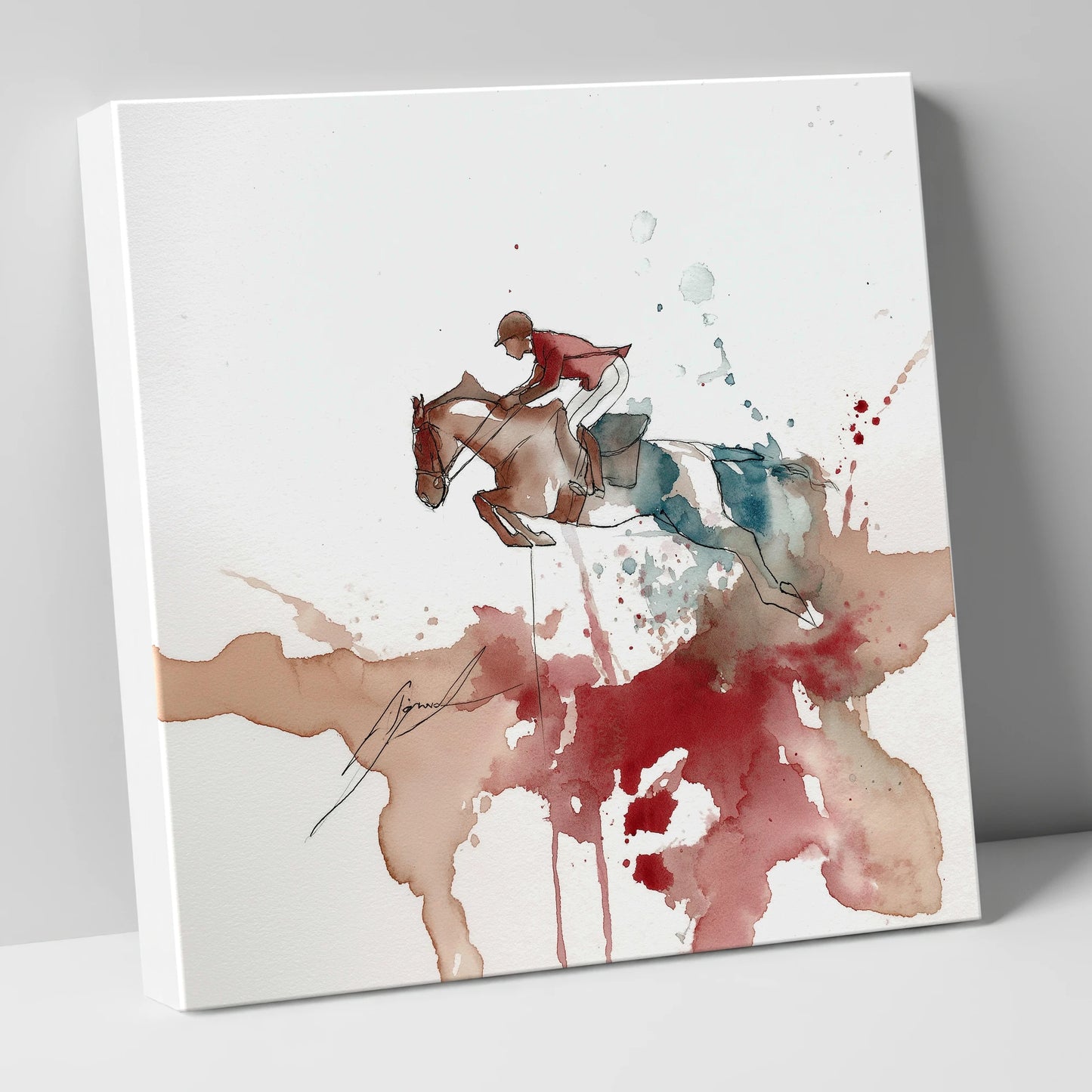 Crimson Flight show jumping horse canvas wall art