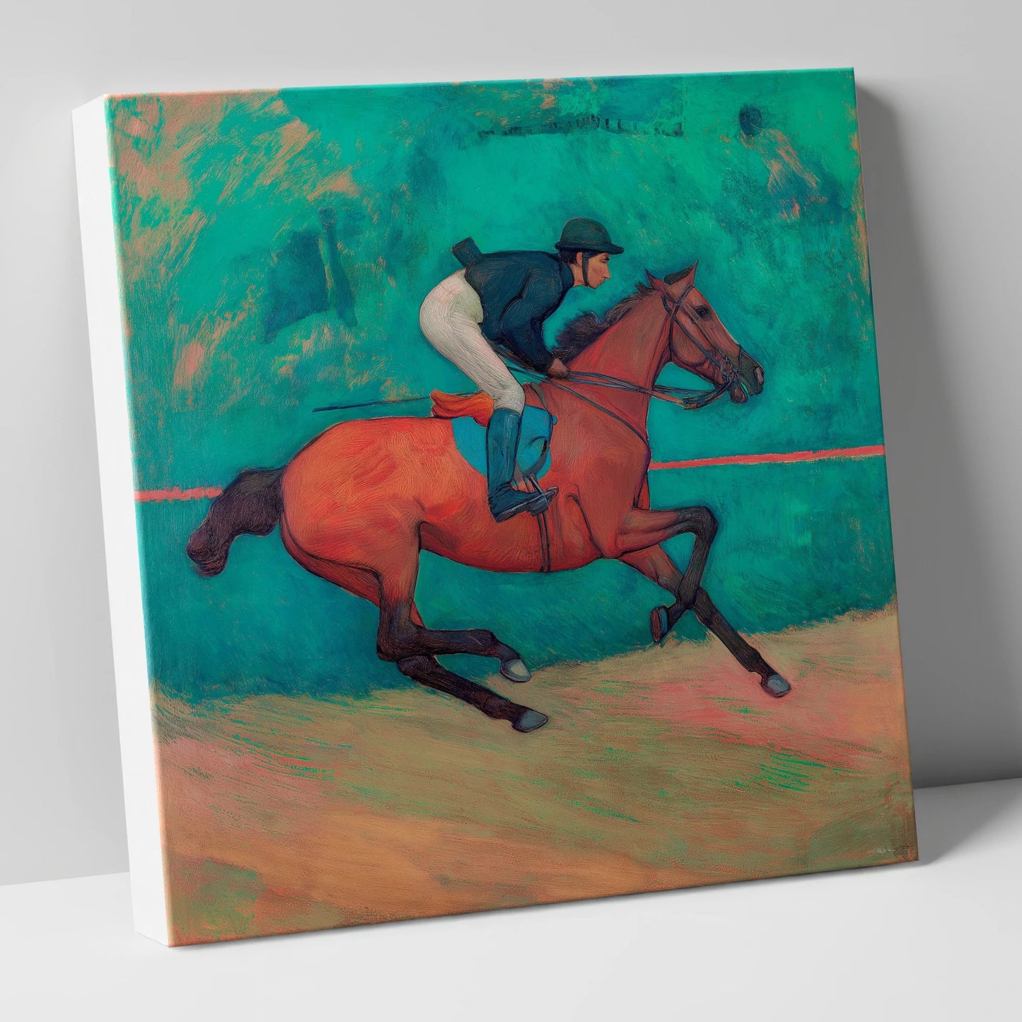 Rhythm in Emerald racing horse canvas wall art