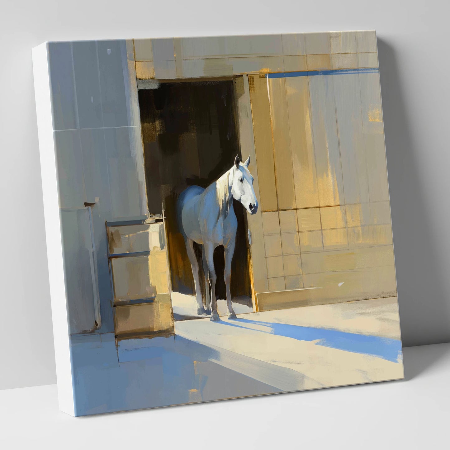 Sunlit Stable Doorway horse stable canvas wall art