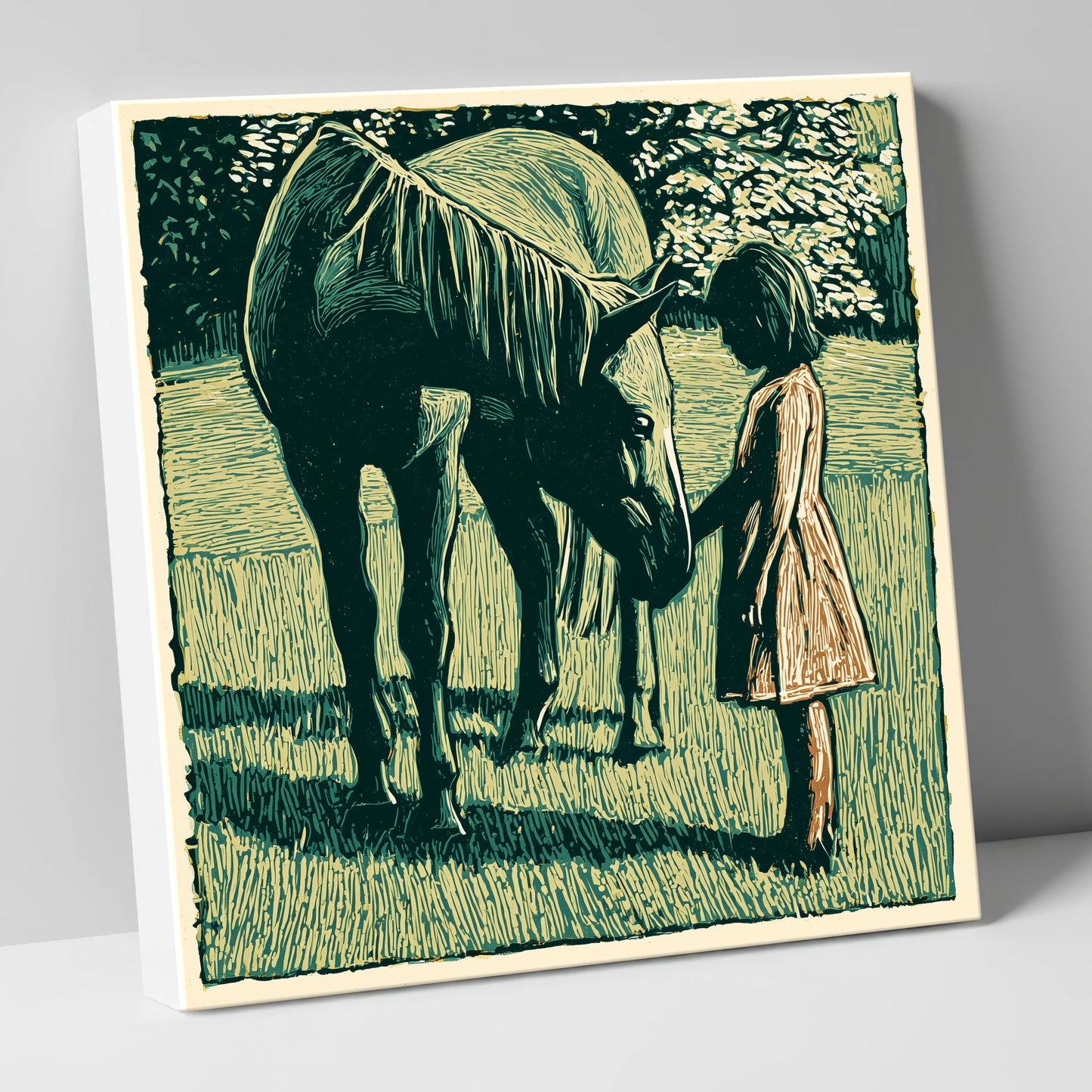 First Greetings horse & rider canvas wall art