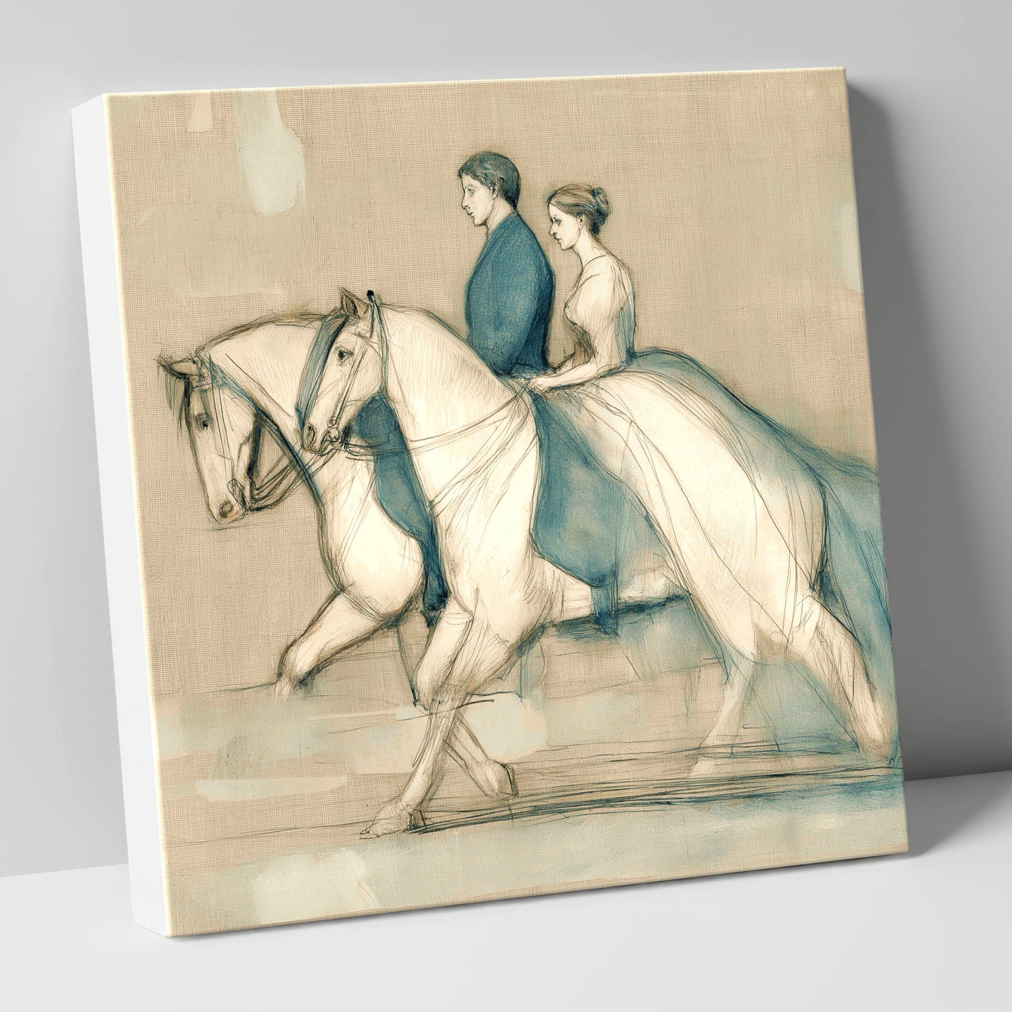 Quiet Companionship horse & rider canvas wall art