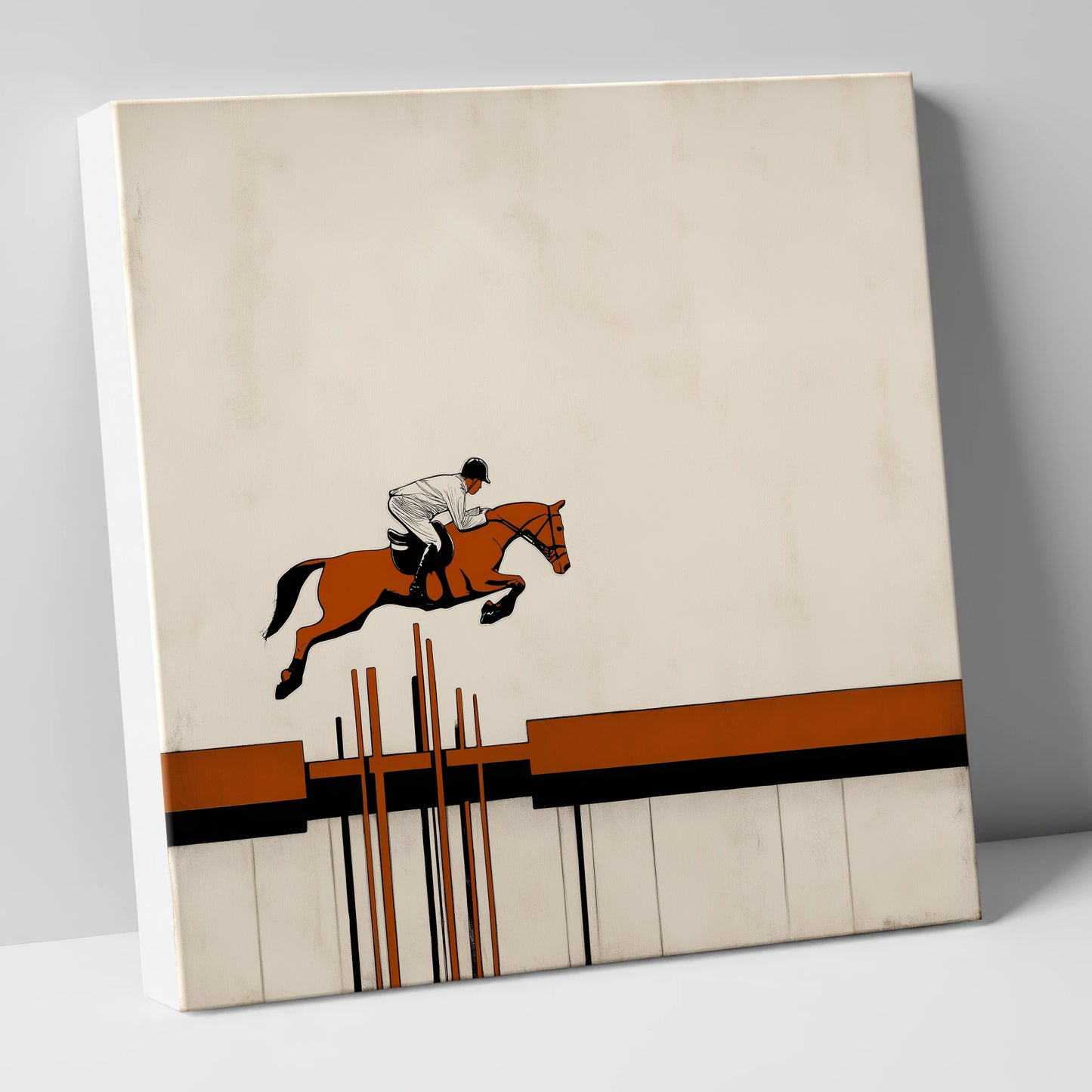 The Modernist Leap show jumping horse canvas wall art